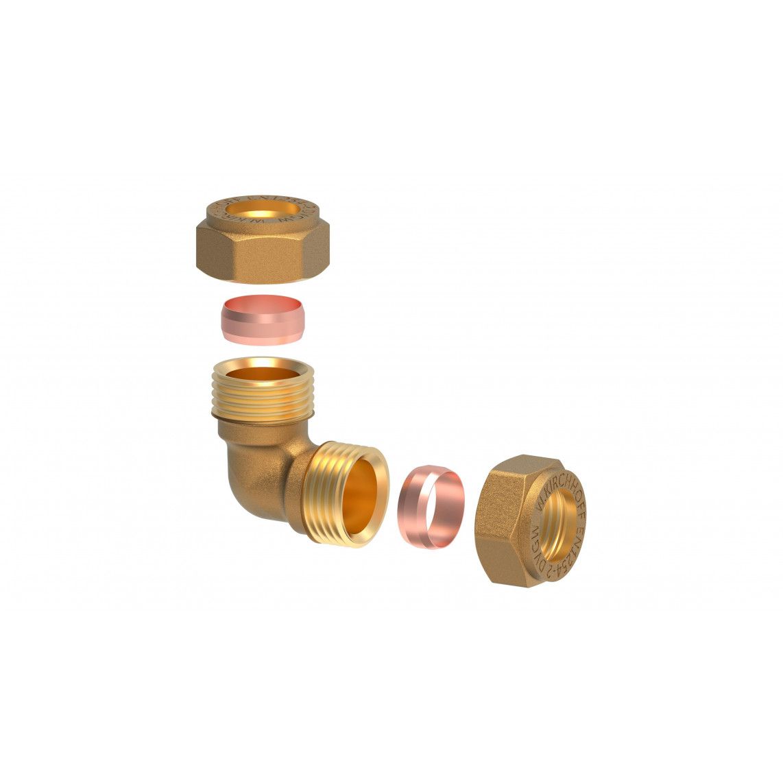989451417 Brass angle 90°, brass, 22 mm, clamp fitting for copper pipe vue 3