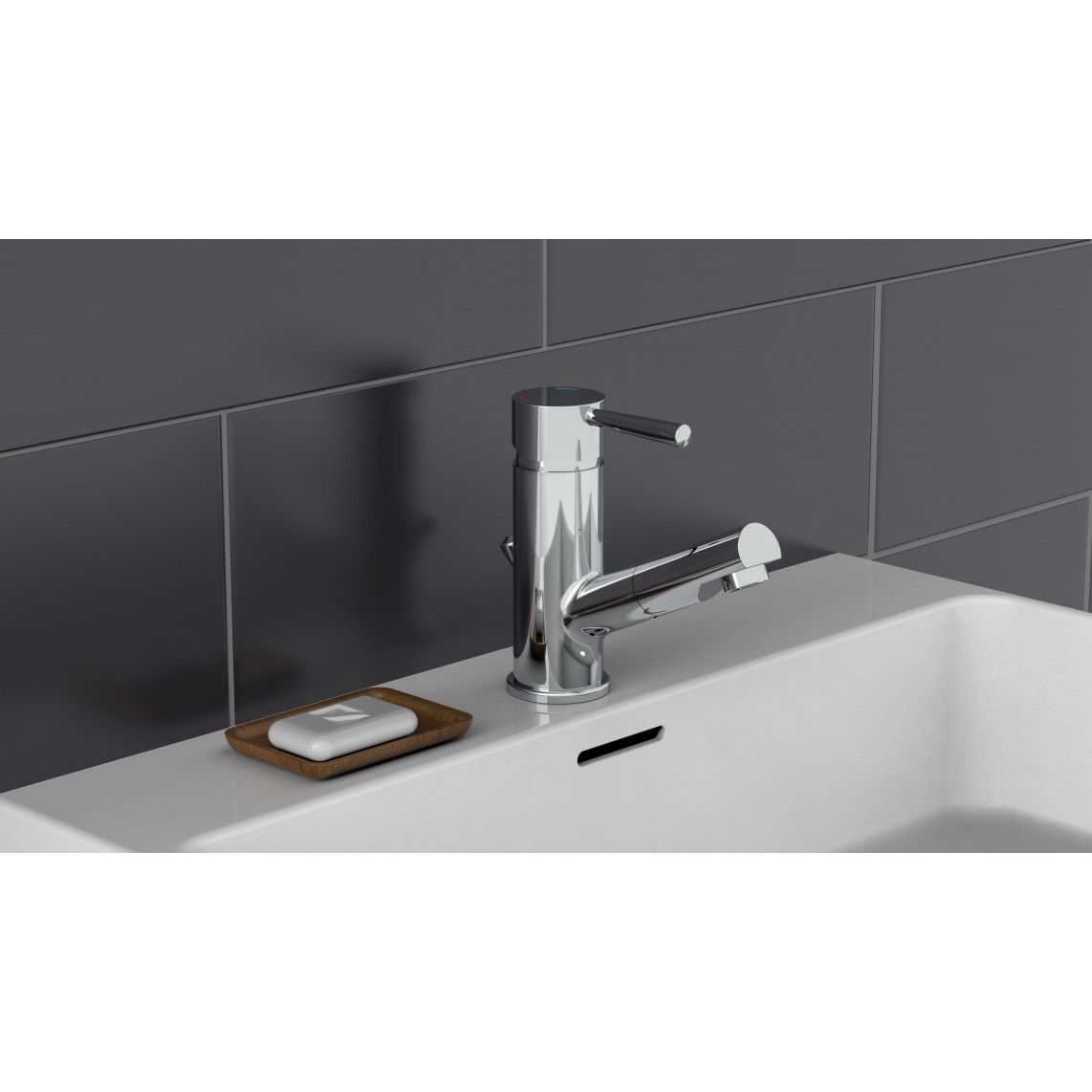 20150 CORNWALL Mitigeur lavabo, chromé, avec douchette à cheveux extractible vue 4