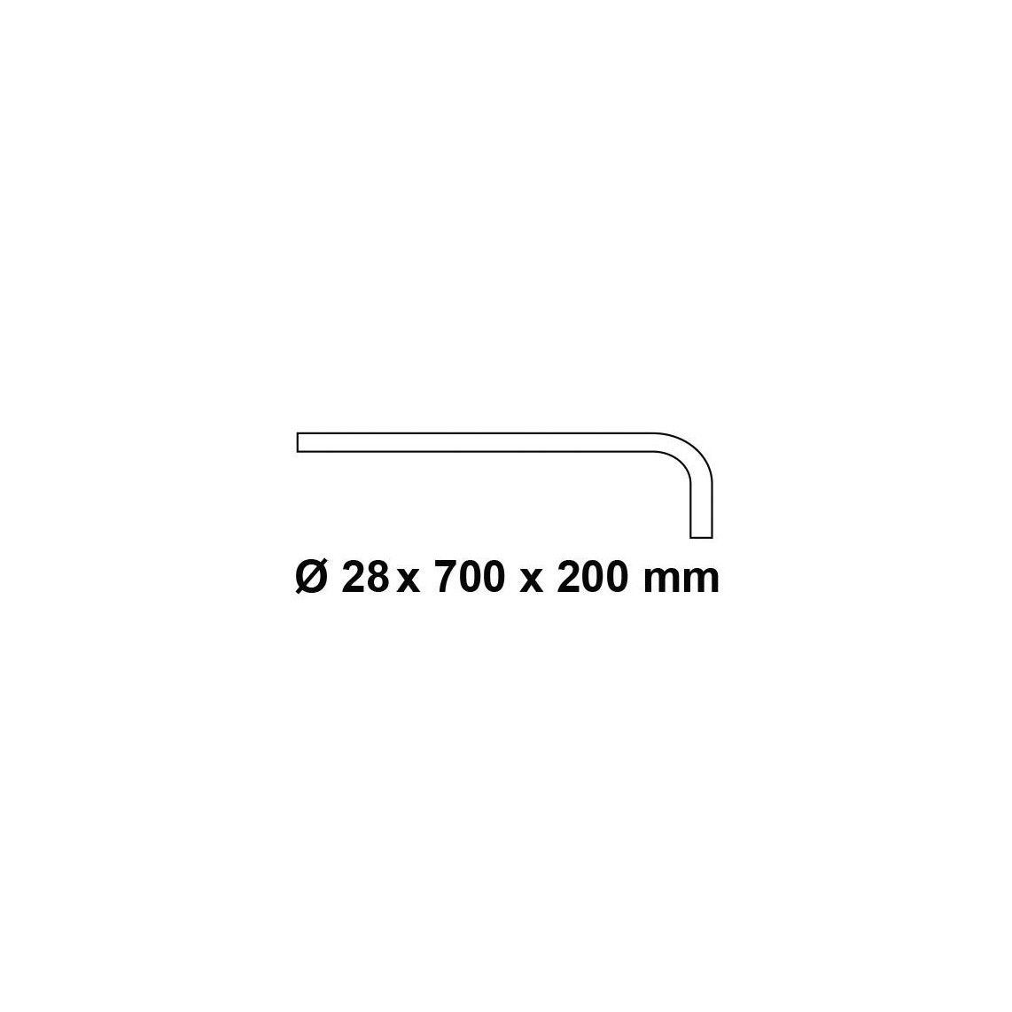 98819000 Tube de chasse d'eau 90° droit, chromé, 700 mm x 200 mm vue 2