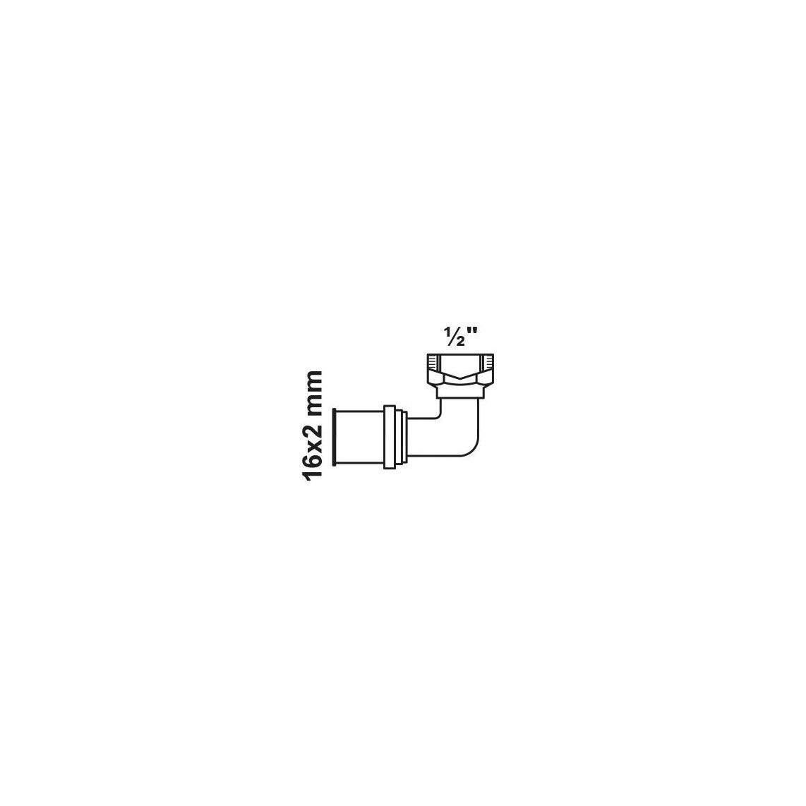 988716155 Transition angle 90°, brass, 16 mm x 1/2" female, press fitting for multilayer pipe vue 2