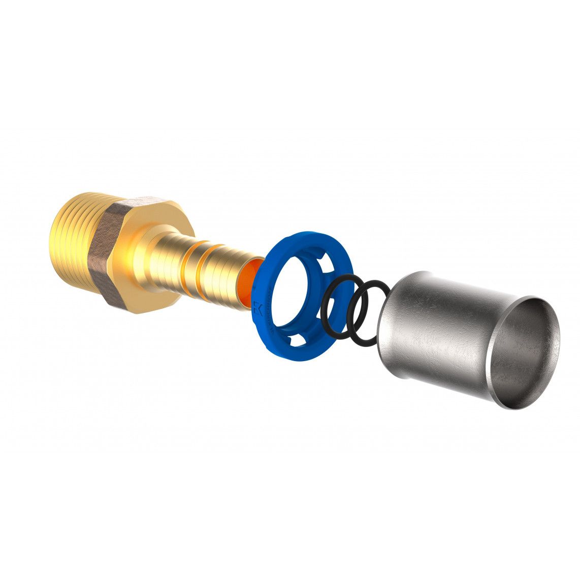 988712355 MS overgangsstuk, blanco, 20 mm x 3/4"BU, persfitting voor meerlagen buis vue 3