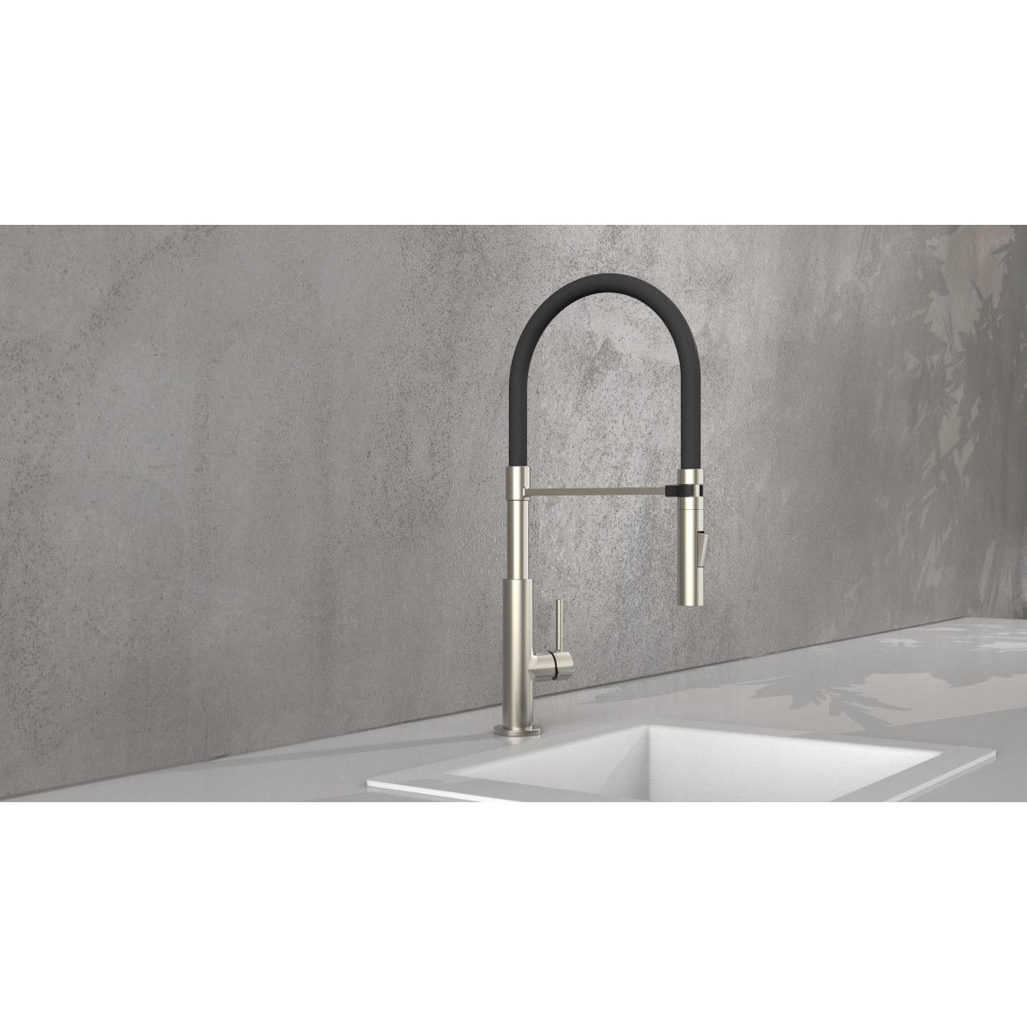 23138 DESIGN Sink mixer, stainless steel look, with soft-touch hose black/red/grey vue 9