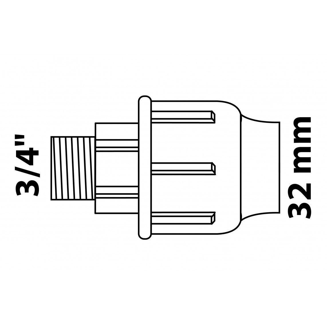984842417 PP pièce intermédiaire, 32 mm x 3/4" M, raccord à serrer pour PEHD/socarex vue 2
