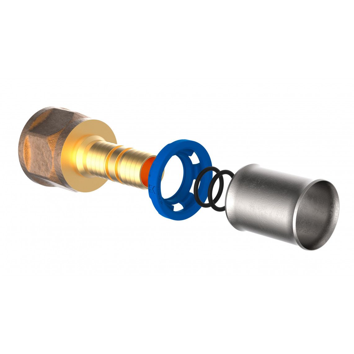 988713155 MS overgangsstuk, blanco, 16 mm x 1/2"BI, persfitting voor meerlagen buis vue 2