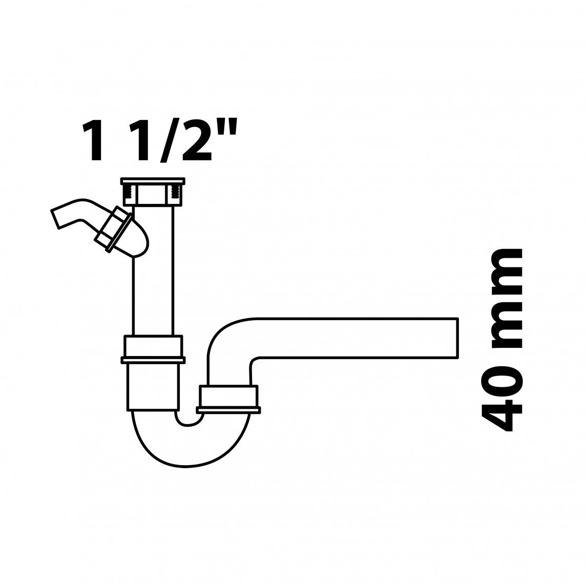 98831349 ECO-SAVE KS évier-siphon tubulaire,Gris, 1 1/2" F x 40 mm, avec 3/4" Raccordement de l'appareil vue 9