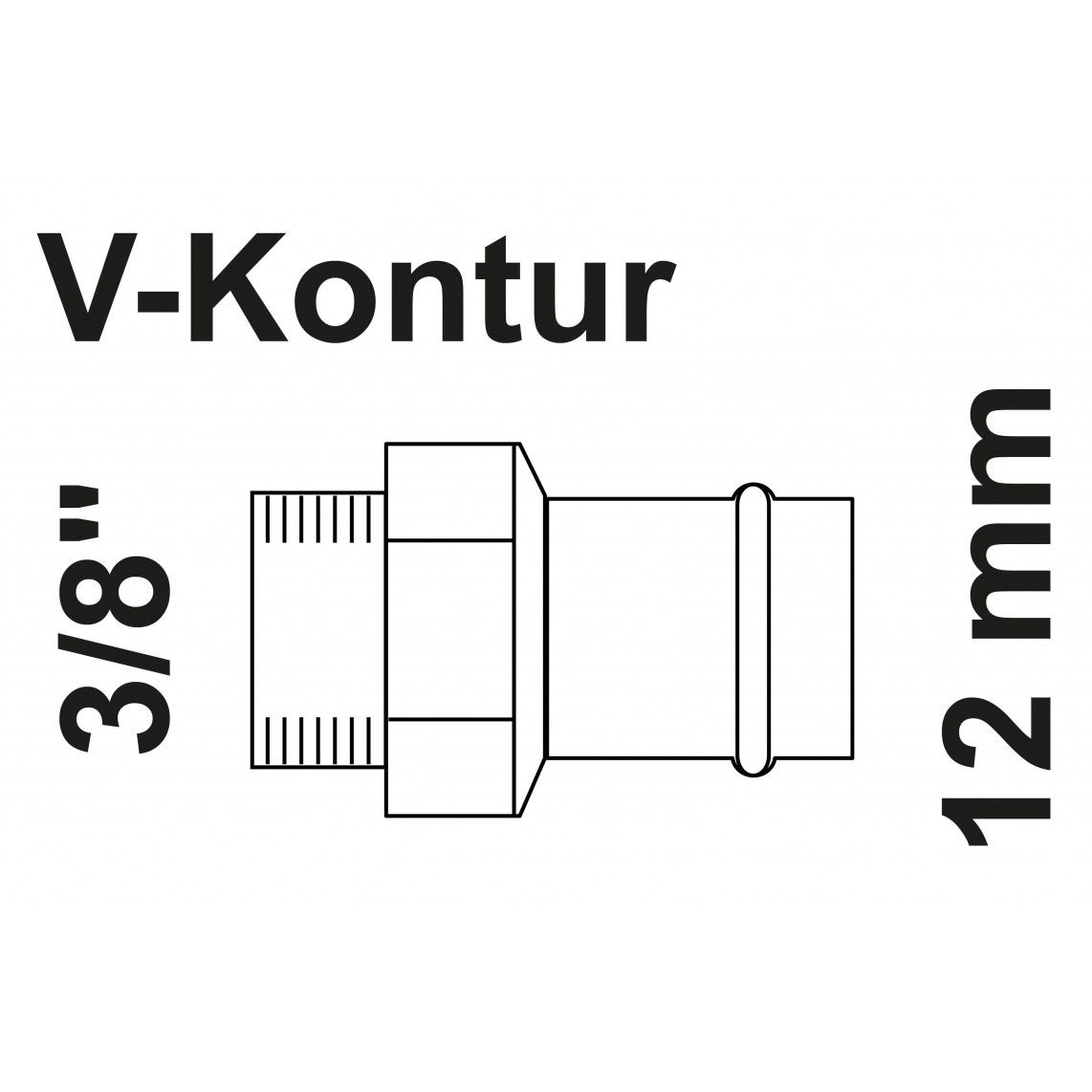 988623954 Transition socket, press fitting for copper V-profile, 12 mm x 3/8" female, 1 socket vue 2