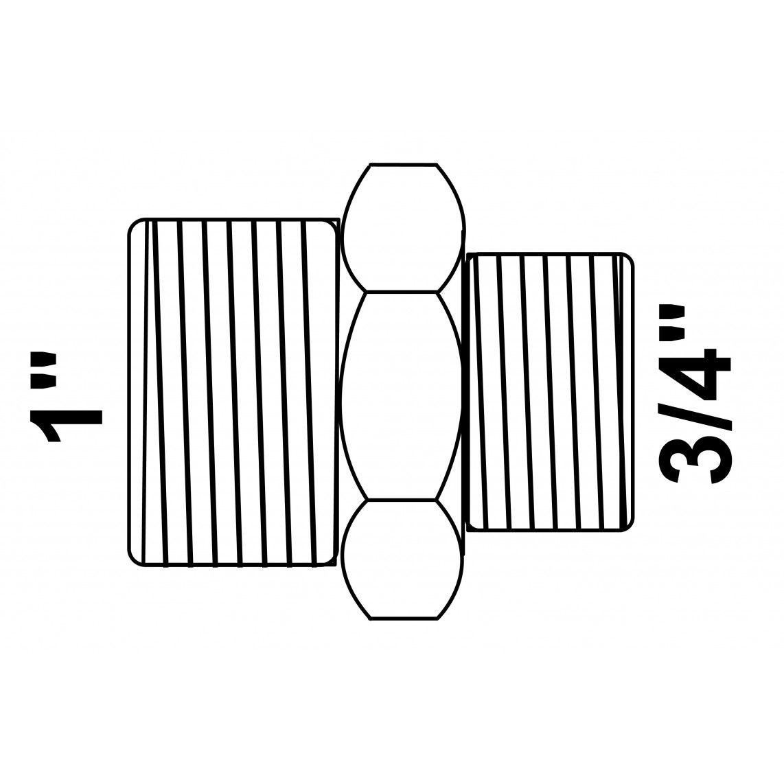 989355355 LT mamelon double réducteur, vierge, 1" M x 3/4" M, vue 2