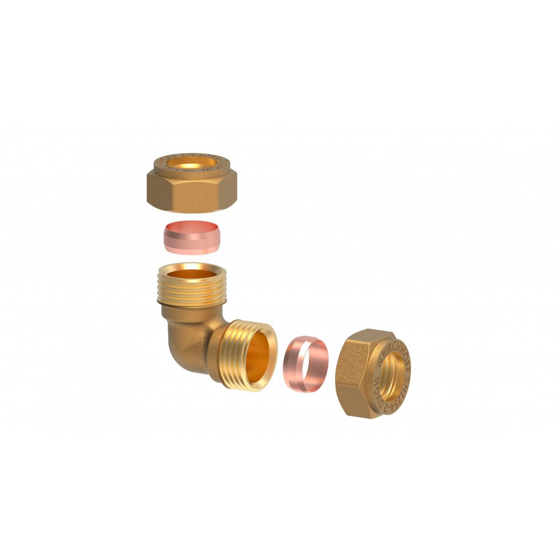 989451317 Brass angle 90°, brass, 18 mm, clamp fitting for copper pipe vue 3