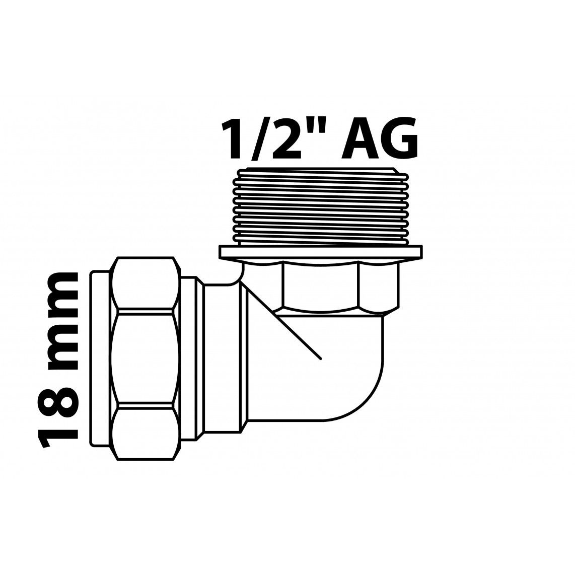 989452317 MS knie 90°, blanco, 18 mm x 1/2"BU, knelfitting voor koperen buis vue 5