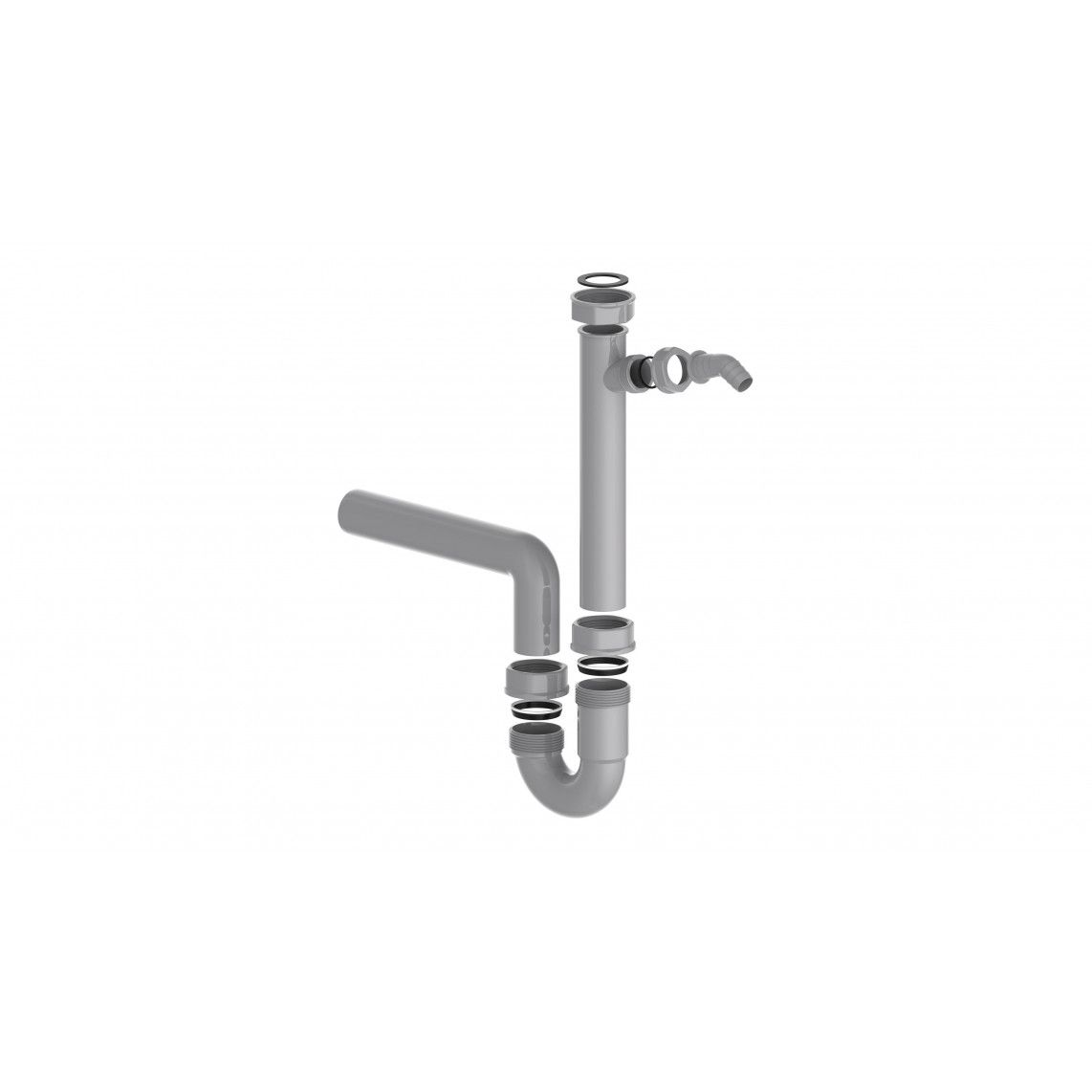 98831349 ECO-SAVE KS évier-siphon tubulaire,Gris, 1 1/2" F x 40 mm, avec 3/4" Raccordement de l'appareil vue 2