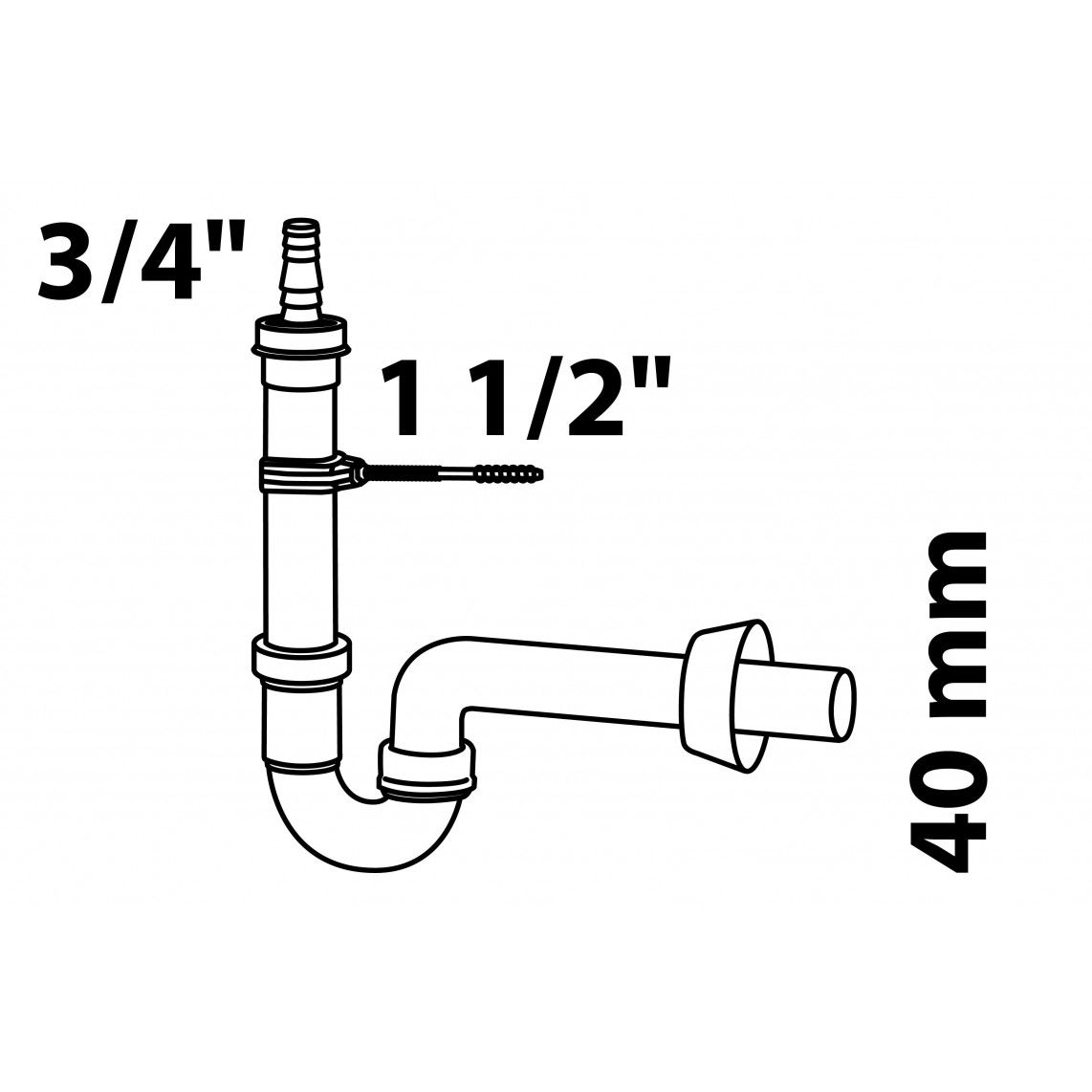 98838049 ECO-SAVE KS buissifon voor wasmachine, Grijs, 1 1/2" x 40 mm, met 3/4" toestelaansluiting vue 2