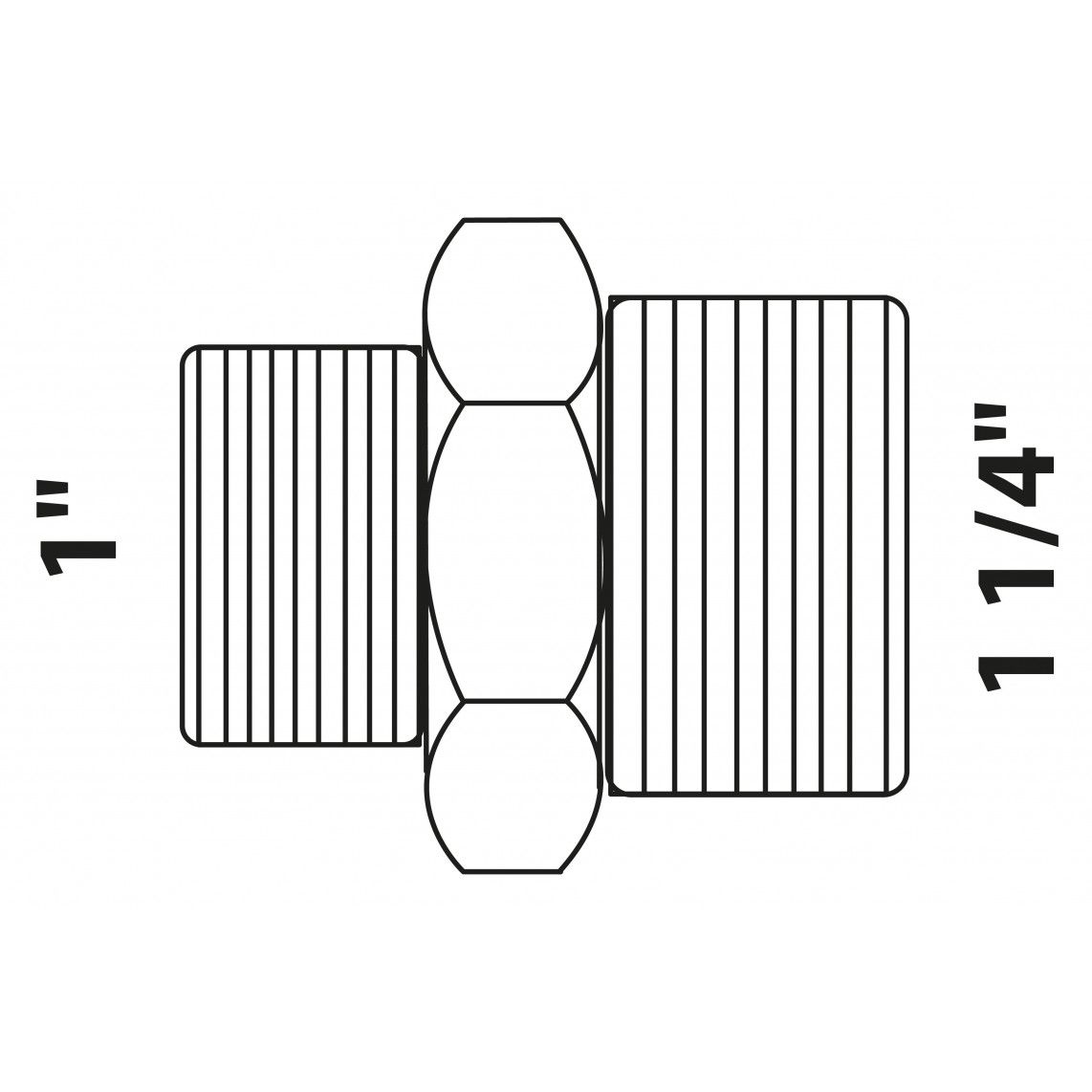 988952513 Hexagon reducing double nipple, red brass, 1 1/4" male x 1" male vue 2