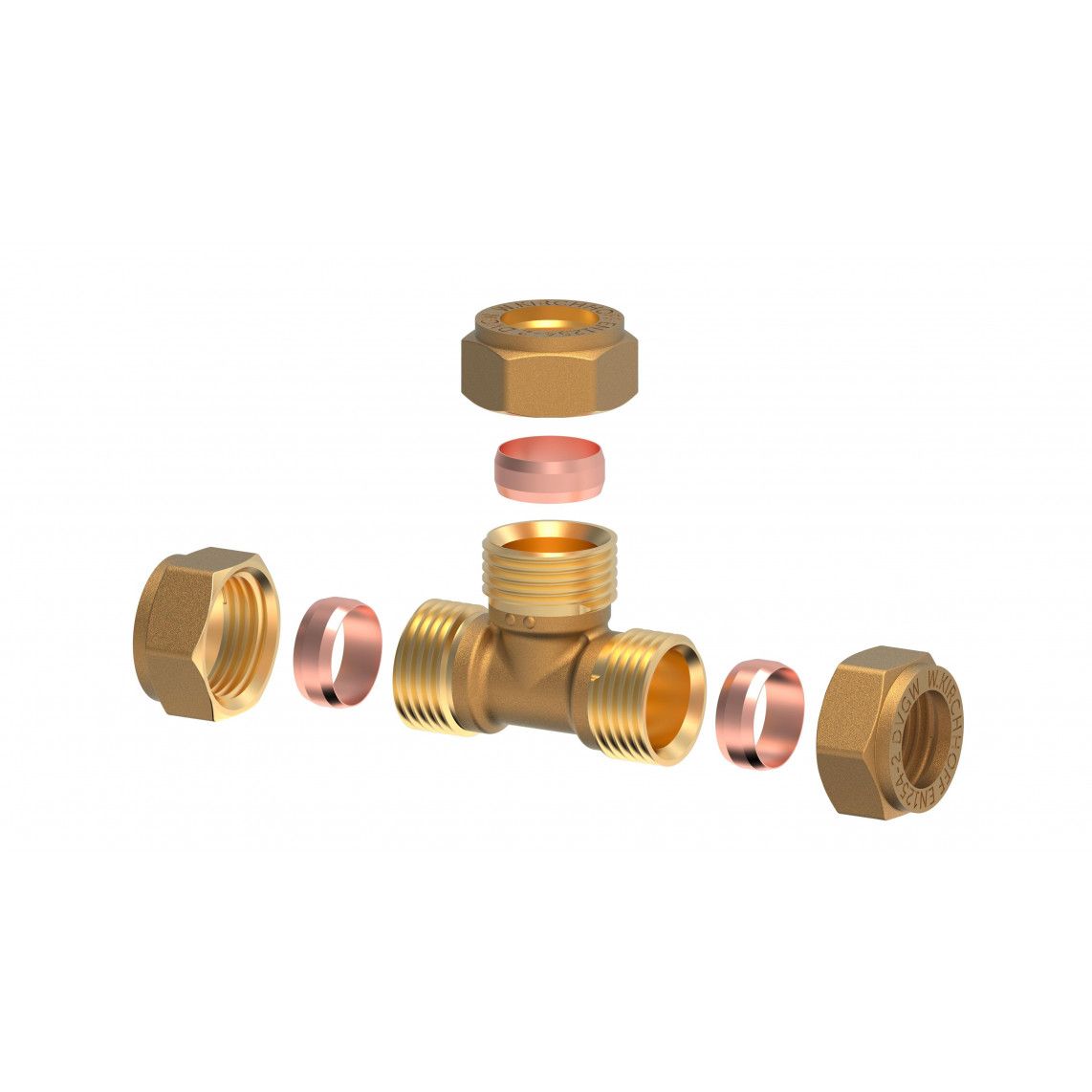 989453317 MS T-stuk, blanco, 18 mm, knelfitting voor koperen buis vue 3