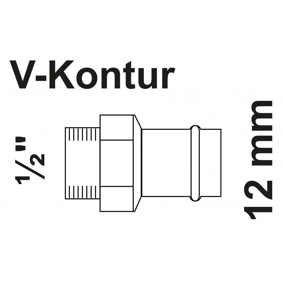 988624054 Transition socket, press fitting for copper V-profile, 12 mm x 1/2" female, 1 socket vue 2