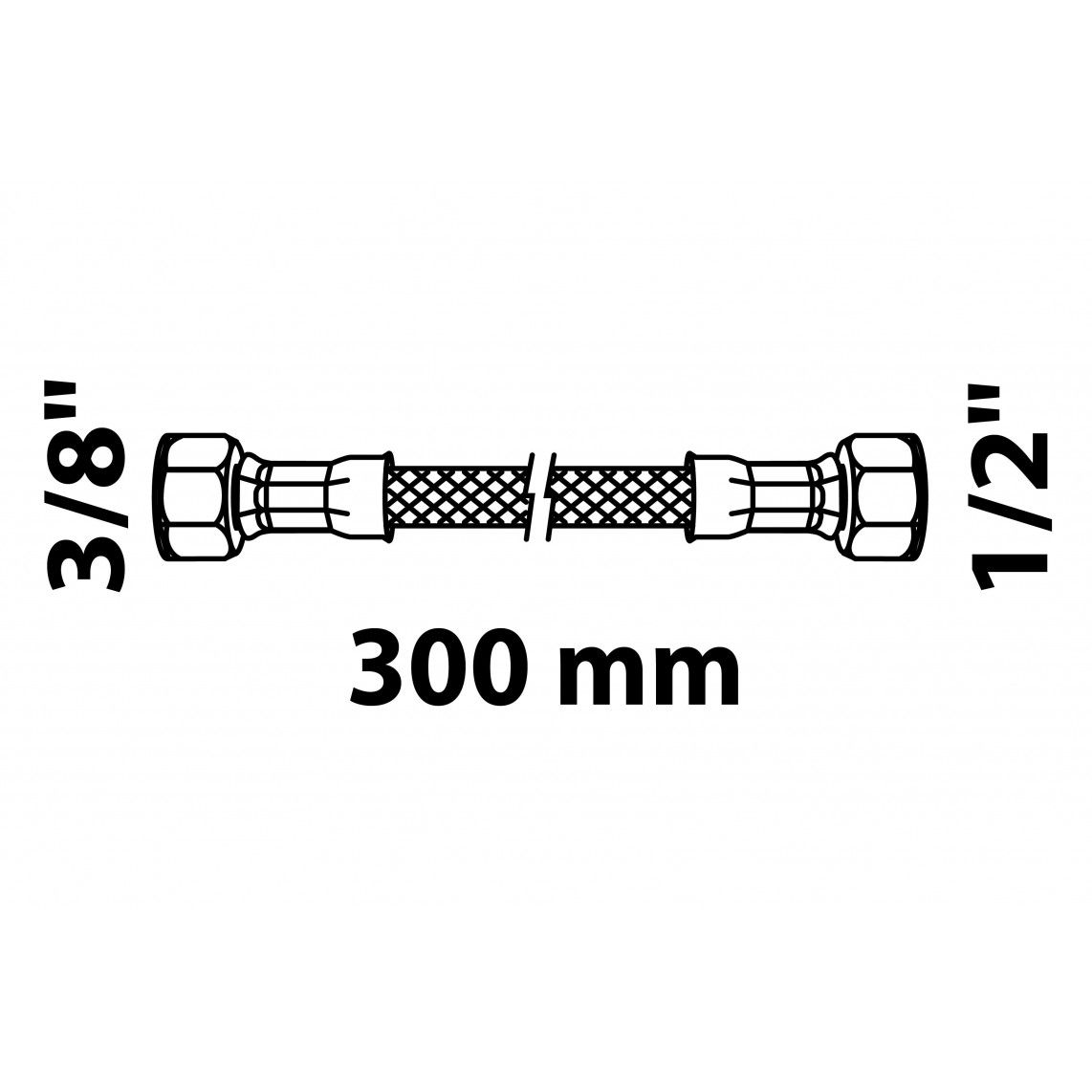 98627728 Flexaansluitslang 300 mm, 1/2"BI x 3/8"BI vue 2