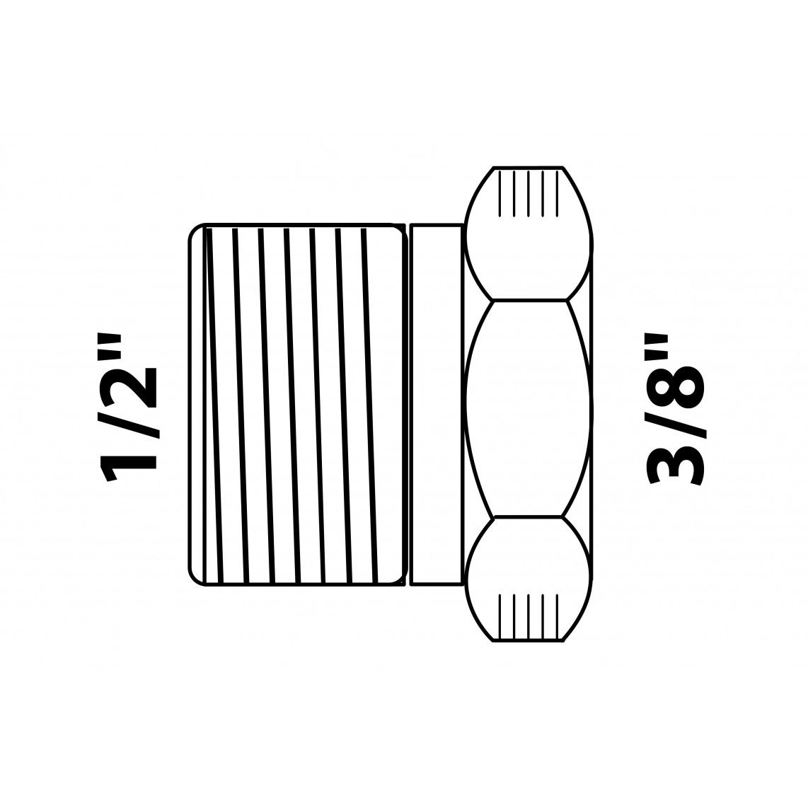989331155 Reducer piece, brass, chrome, 1/2" male x 3/8" female vue 2