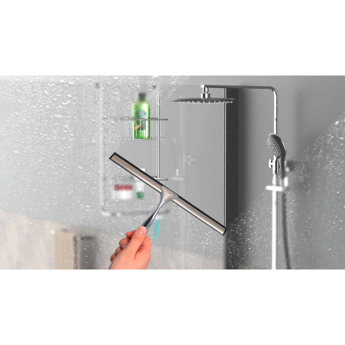 BA0206 Raclette de douche, chromé, à coller ou vis vue 4