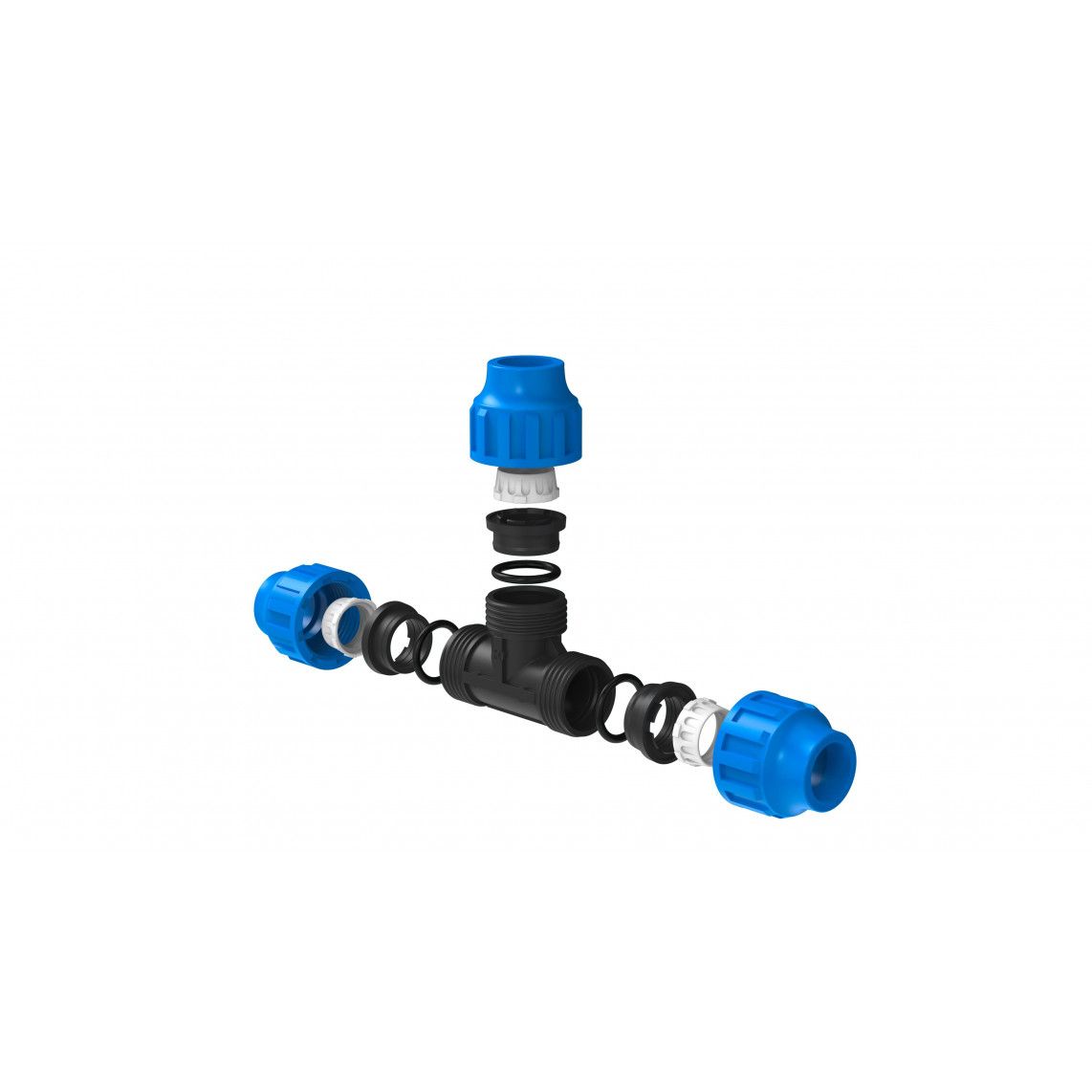 984844117 Tee piece, PP, 20 mm, clamp fitting for HDPE pipe, DVGW certified vue 3