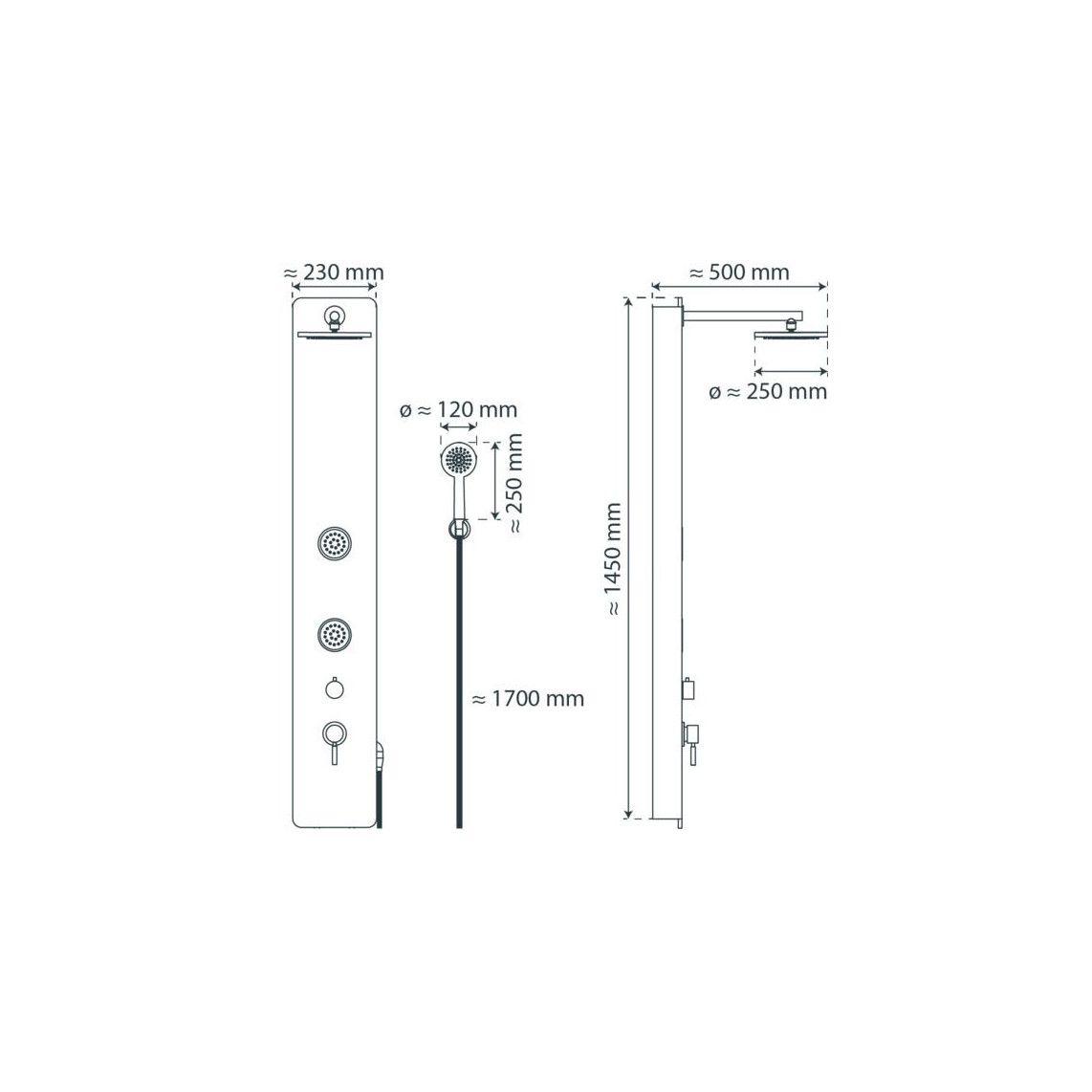 60033 Glazen douchepaneel, Antraciet vue 6