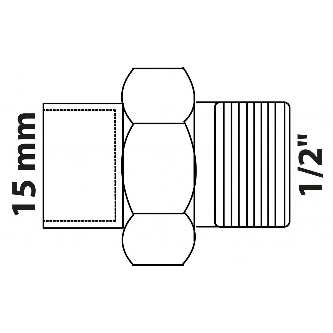 989241017 Screw connection, red brass, 15 mm x 1/2" male, conical sealing, 1 socket vue 2