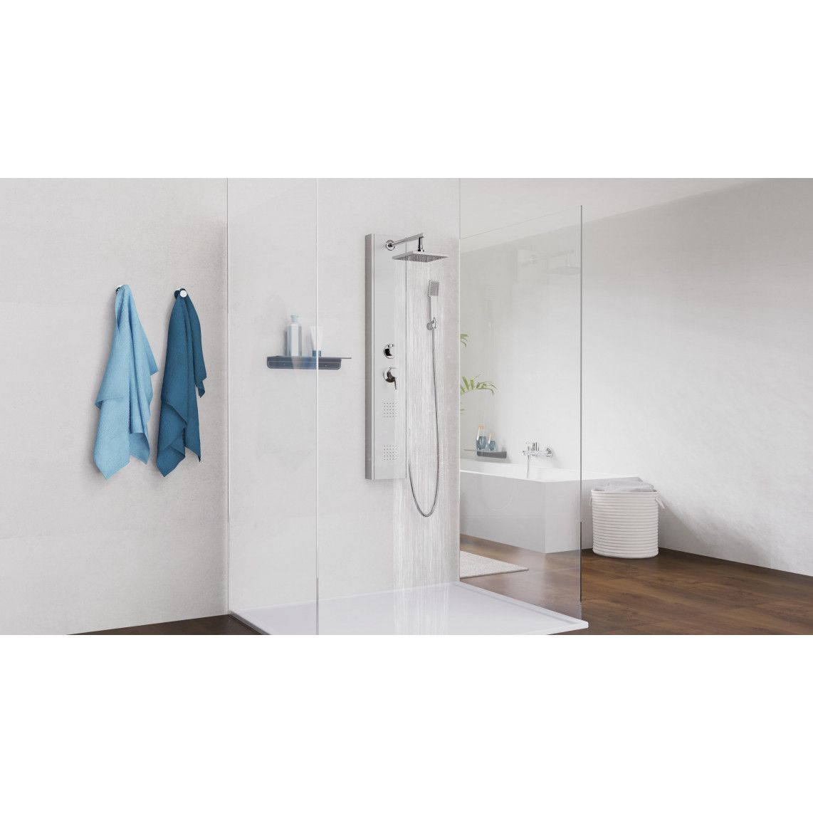60035 TAHITI Shower panel, stainless steel vue 8