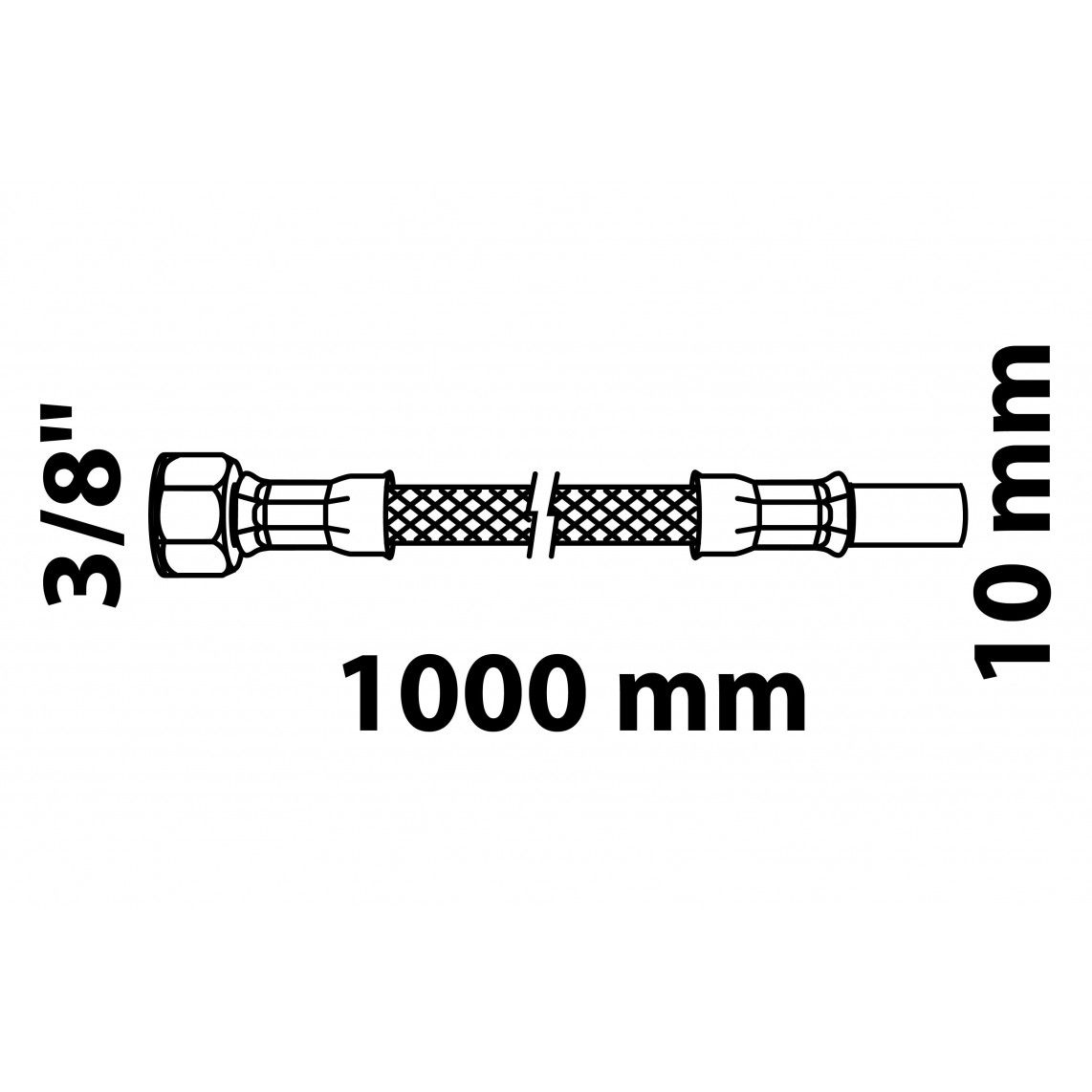 98628028 Flexaansluitslang 1000 mm, 3/8"BI x 10 mm koperen buis vue 2