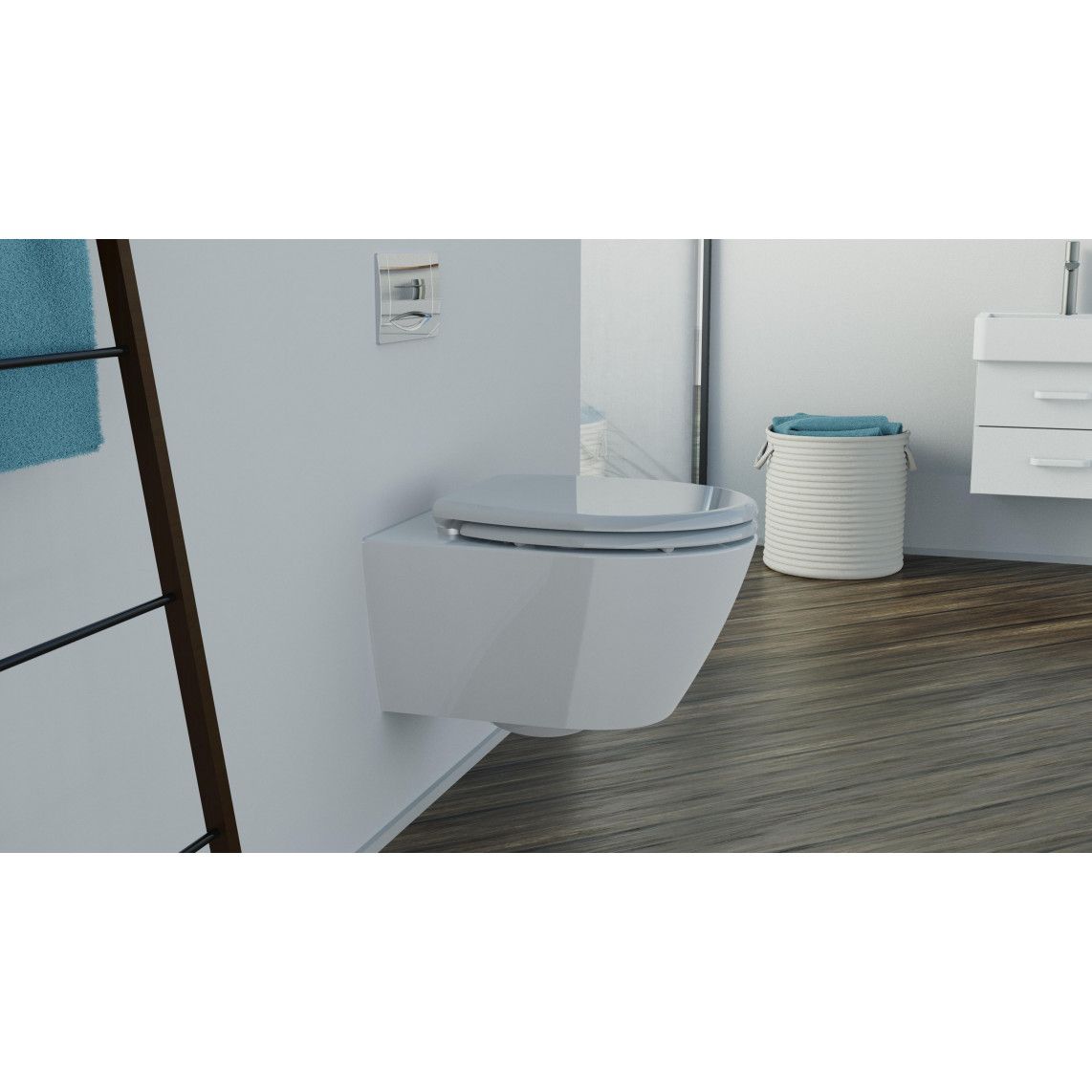82302 Duroplast WC-zitting GREY, met valrem en afneembaar vue 8
