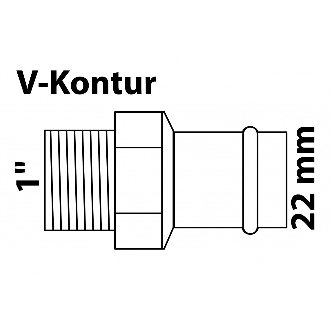 988623654 Transition nipple, press fitting for copper V-profile, 22 mm x 1" male, 1 socket vue 2