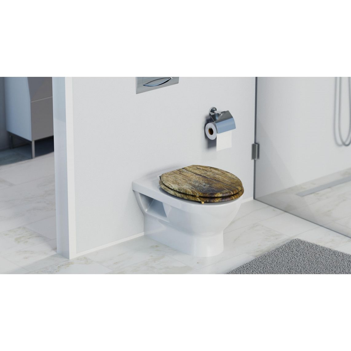 80124 MDF WC-zitting SOLID WOOD, met valrem vue 11