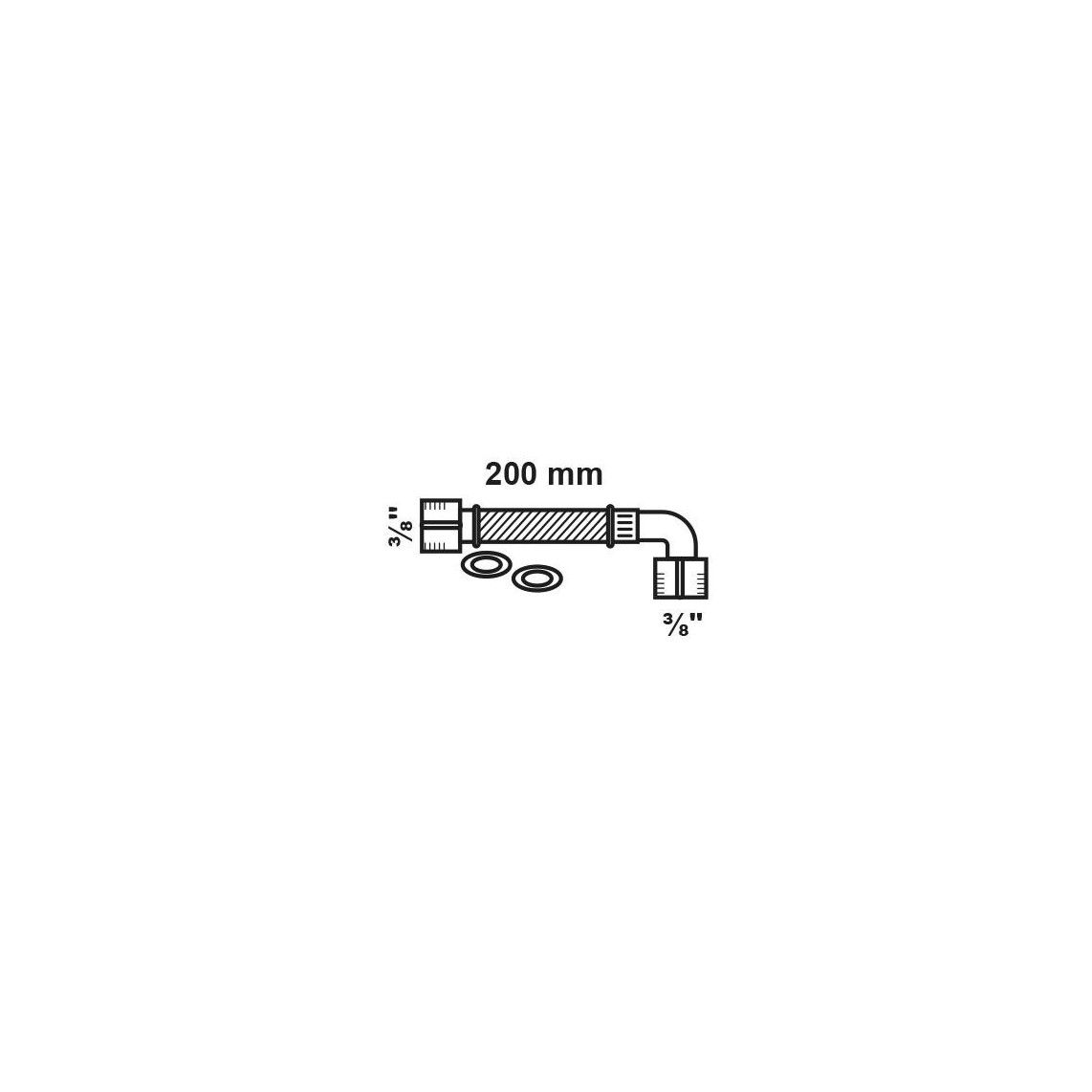 98628405 Flexaansluitslang voor Reservoir,RSV, 3/8"BI x 200 mm x 3/8"BI, eenzijdige hoek van 90° vue 2