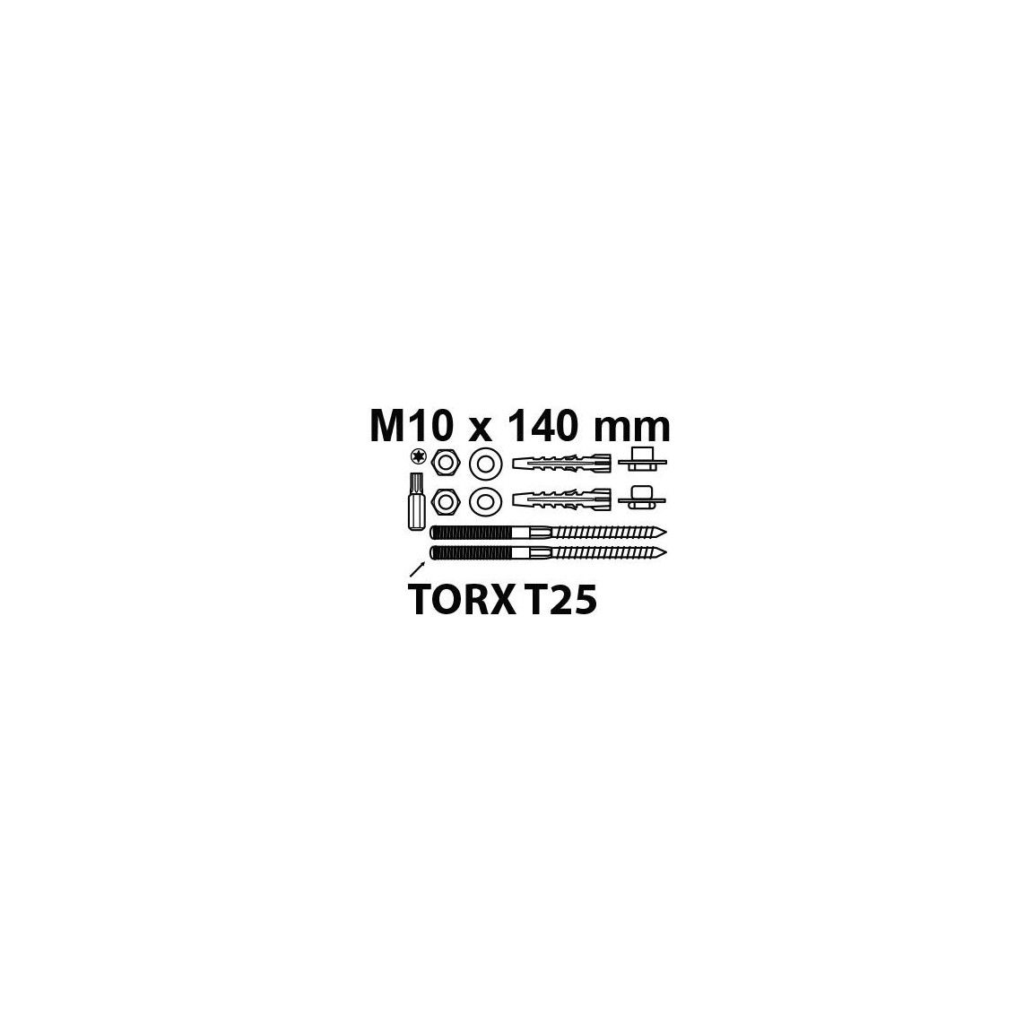 98847020 wastafelbevestiging, M10 x 140 mm, met Torx vue 2