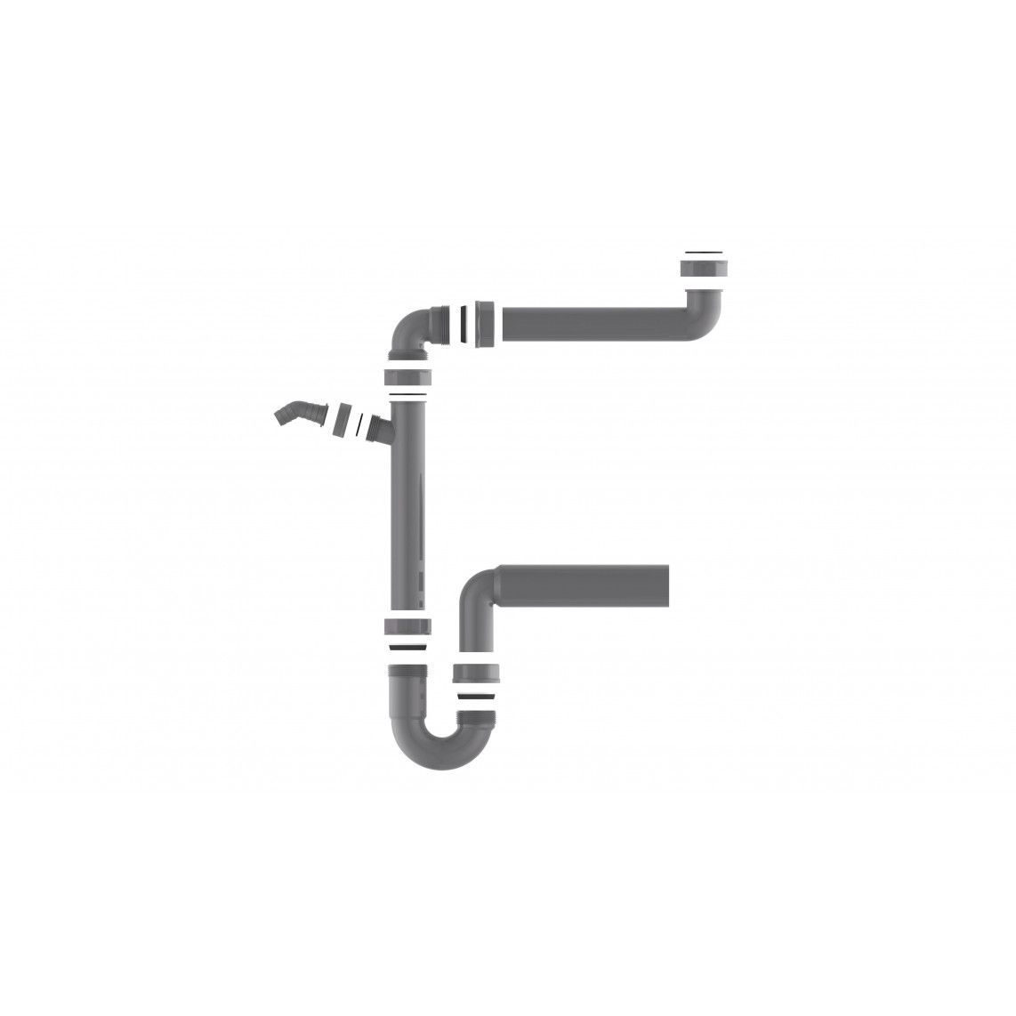 98833649 ECO-SAVE KS siphon tubulaire gain de place pour évier, Gris, 1 1/2" F x 50 mm, avec 3/4" Raccordement de l'appareil vue 4