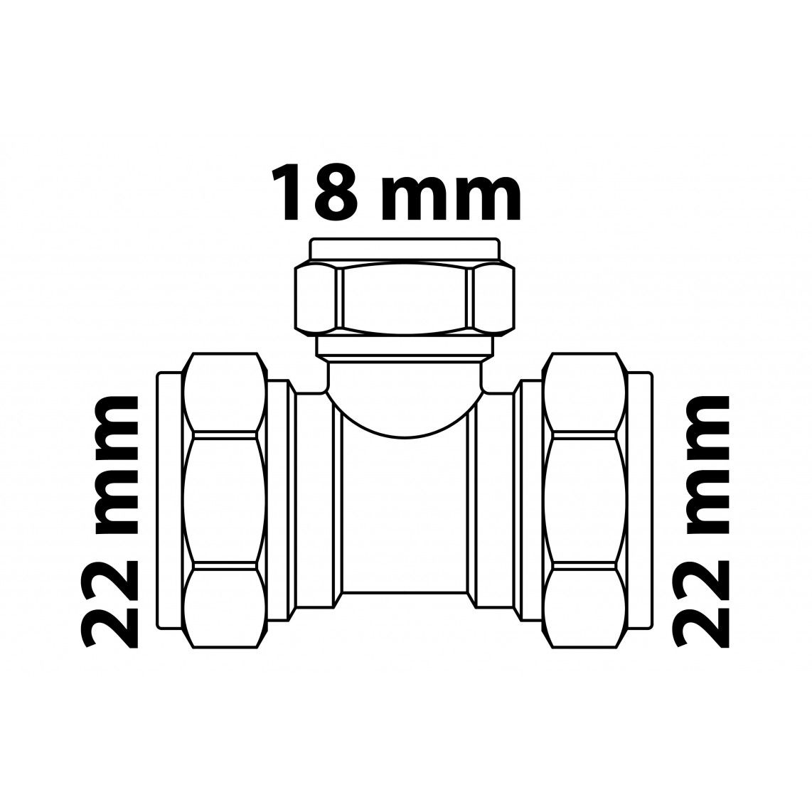 989453617 Tee reducer piece, brass, 22 mm x 18 mm x 22 mm, clamp fitting for copper pipe vue 4