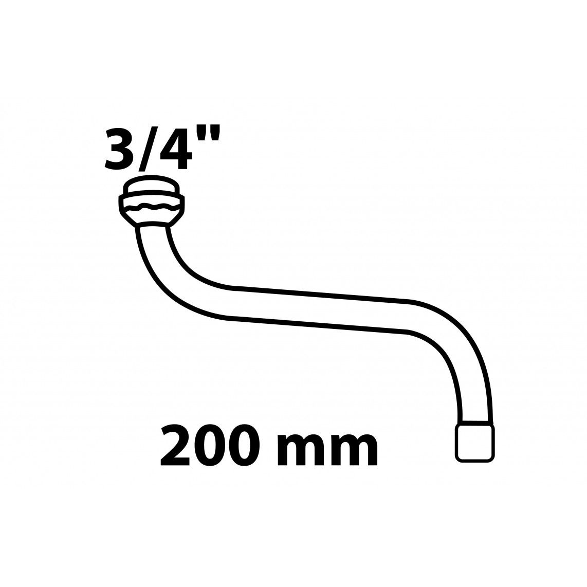 98951018 S-buisuitloop, 3/4" x 200 mm, met straalregelaar, O-ring vue 2