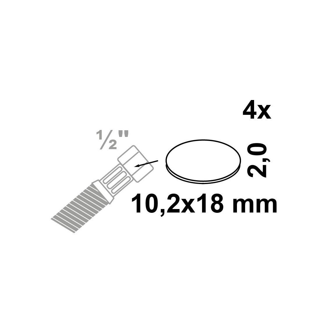 98696880 Screw connection gasket, rubber, 10,2 x 18 x 2 mm, for 1/2" (4x) vue 2