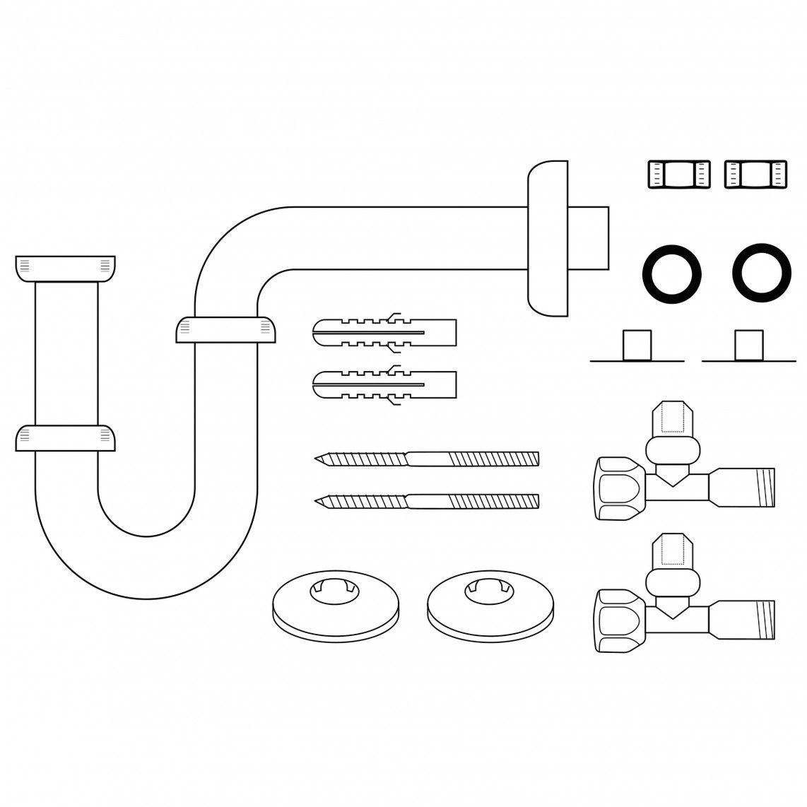 98800104 Wastafel-buissifon-Set, 1 1/4" x 32 mm, met bevestiging, met 2x hoekstopkraan vue 5