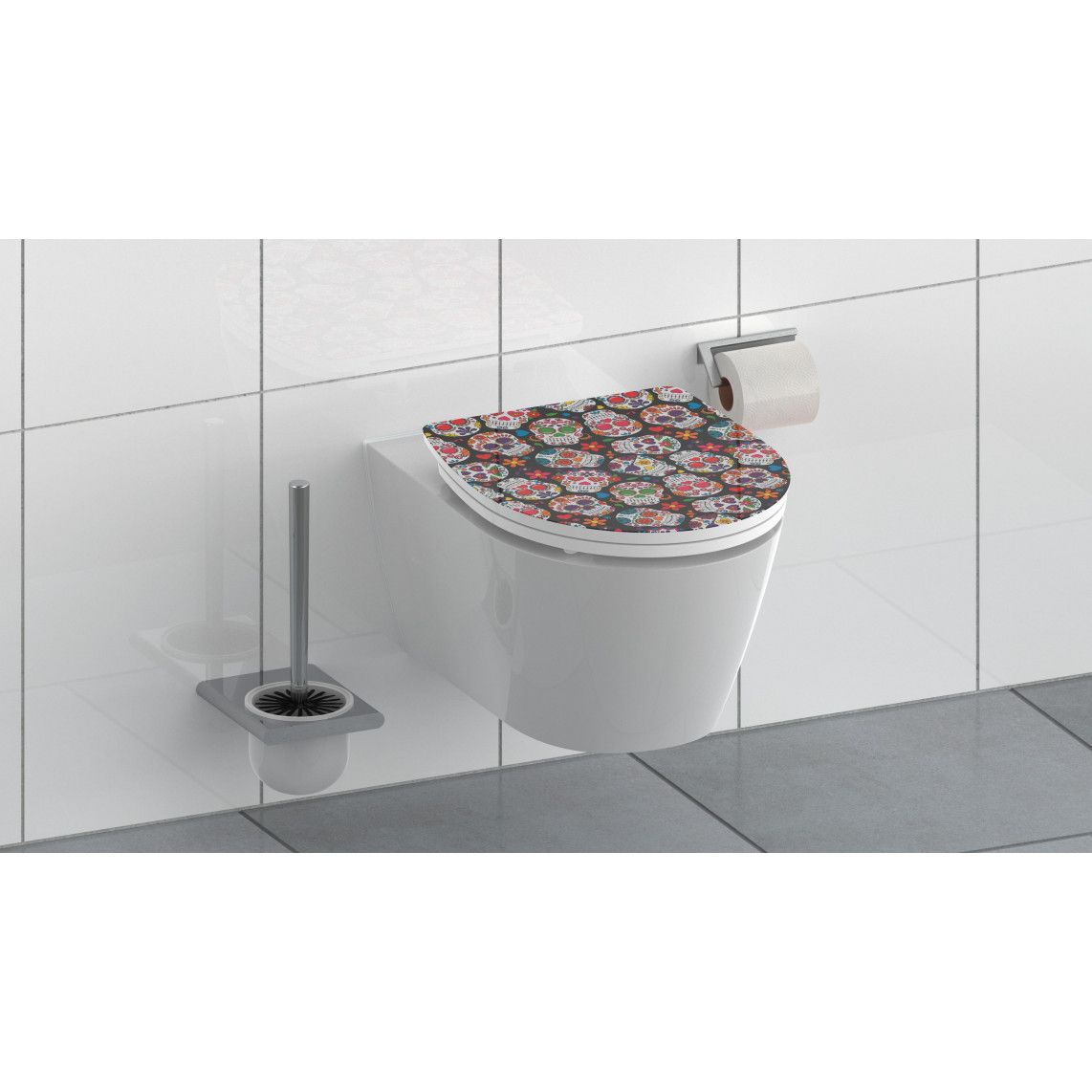 82586 Duroplast HG Toilet seat GRAZY SKULL, with soft close and quick release vue 6