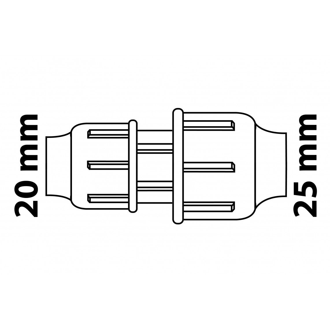 984848117 PP Verloopfitting, 25 mm x 20 mm, knelfitting voor tyleen/socarex vue 4