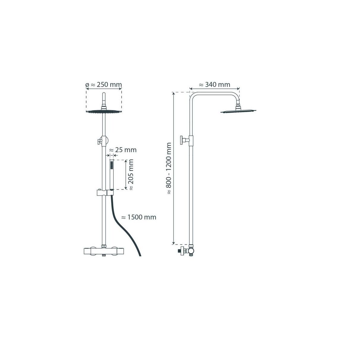 60044 AQUADUCT Overhead shower set, chrome, with thermostatic mixer vue 8