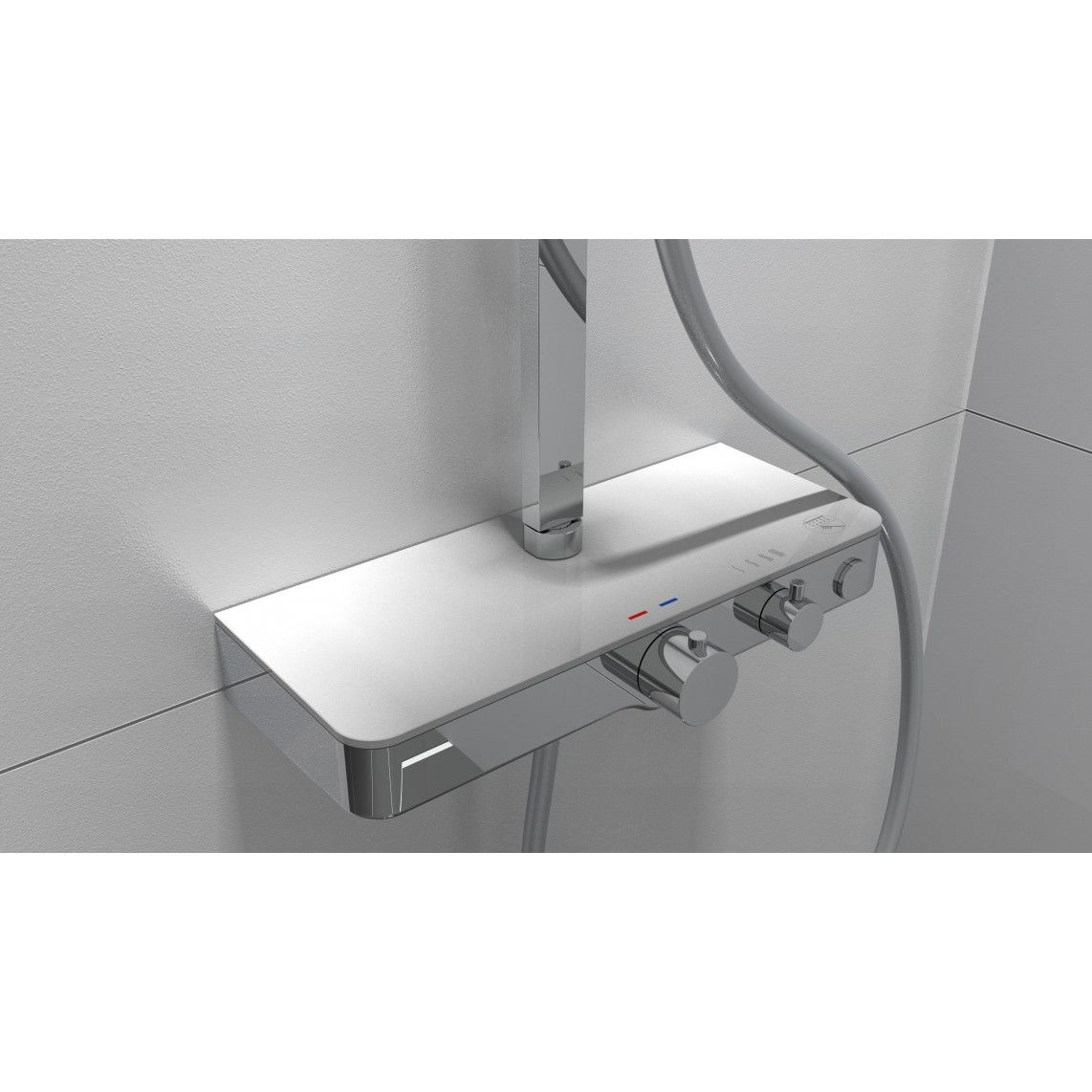 60530 OCEAN Regendouche set met thermostatische kraan, chroom/wit, met planchet vue 9