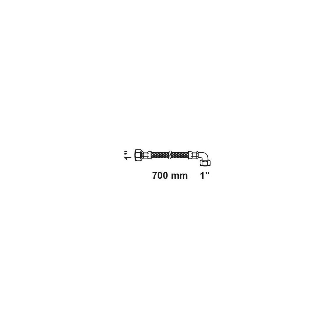 986287455 Flexible pour raccord de chauffage, 1" F x 700 mm x 1" F, angle de 90° d'un côté vue 2
