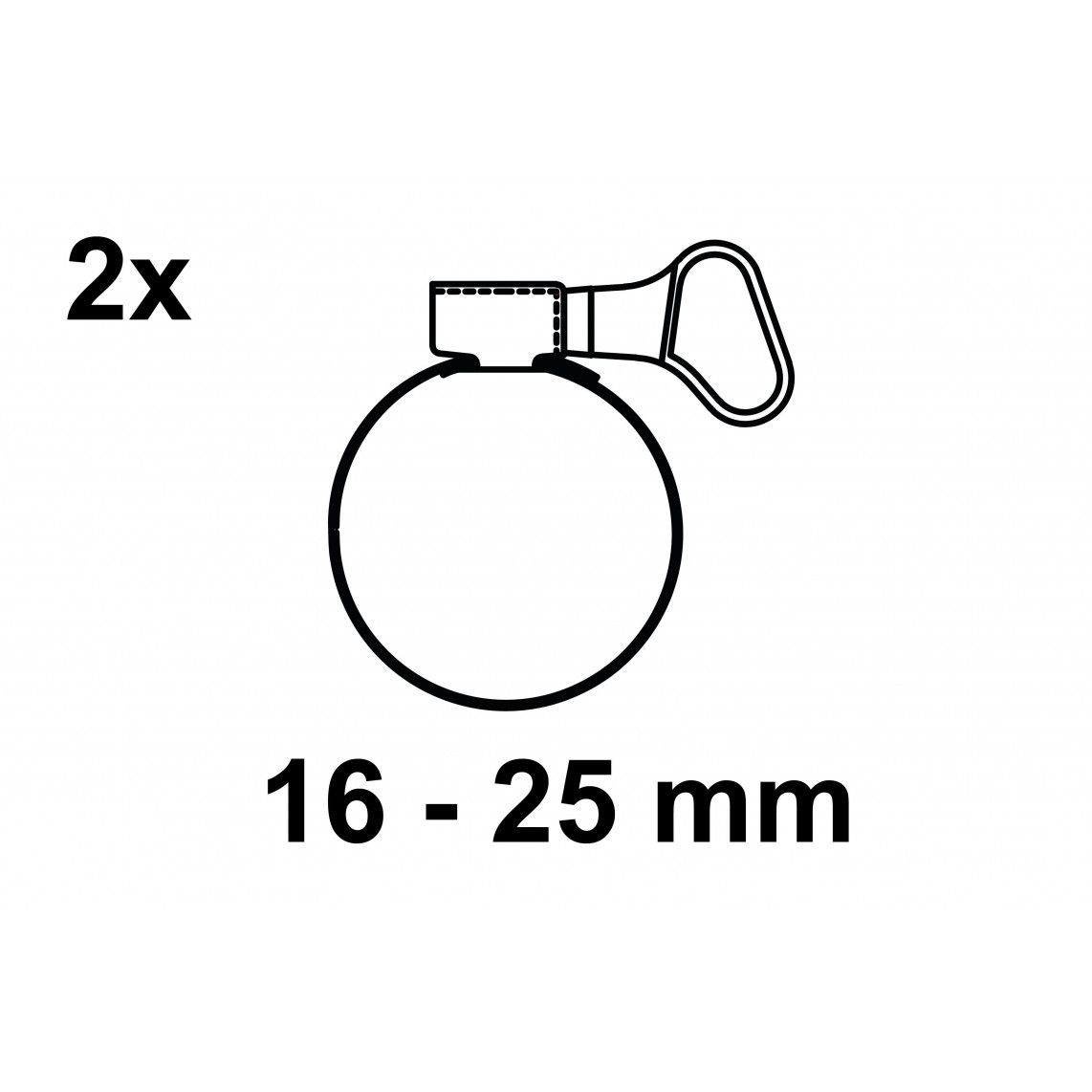 987361155 Hose clamp, stainless steel, 9 x 16 - 25 mm, with butterfly handle (2x) vue 2