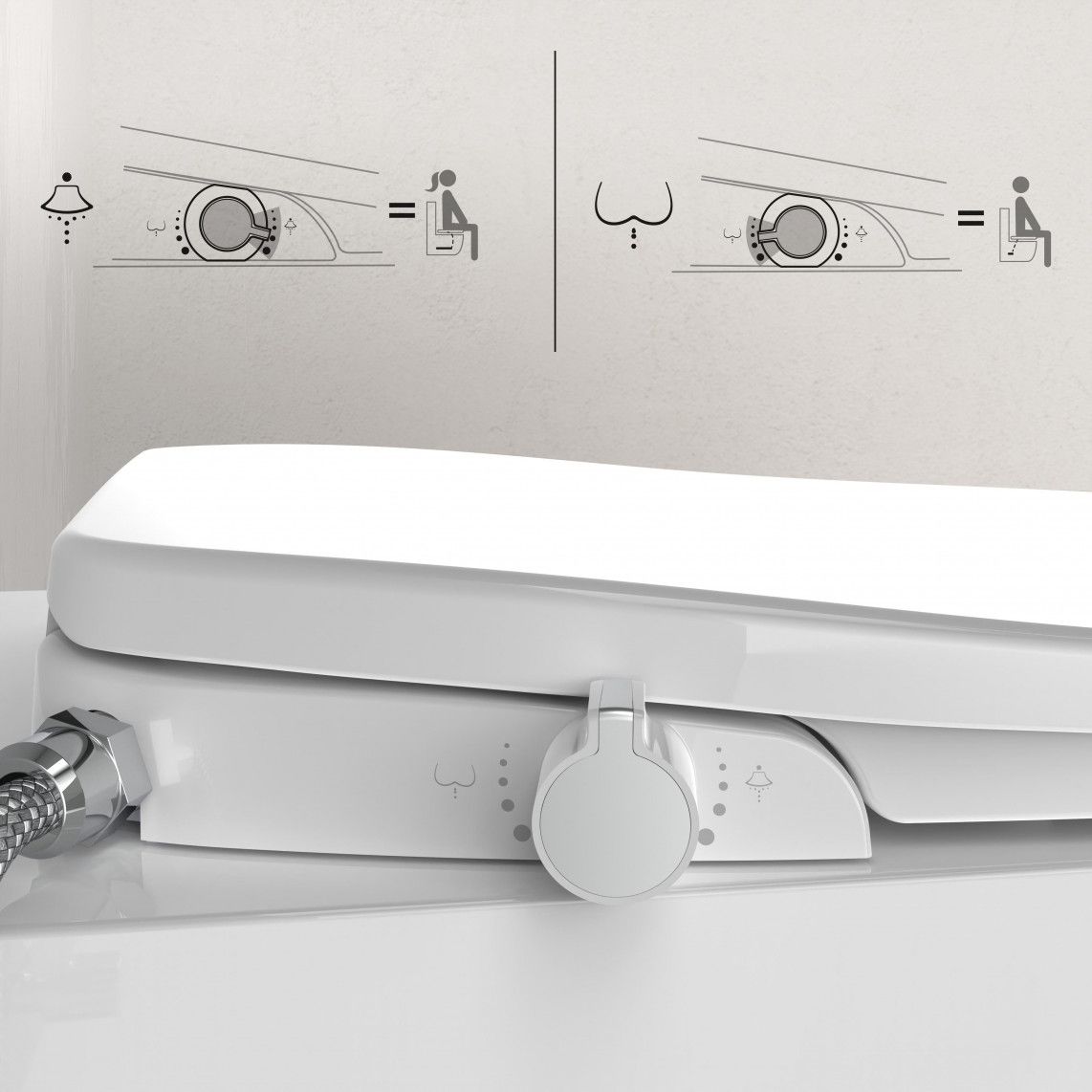 EDDW01 Shower toilet attachment, with soft close and quick release vue 8