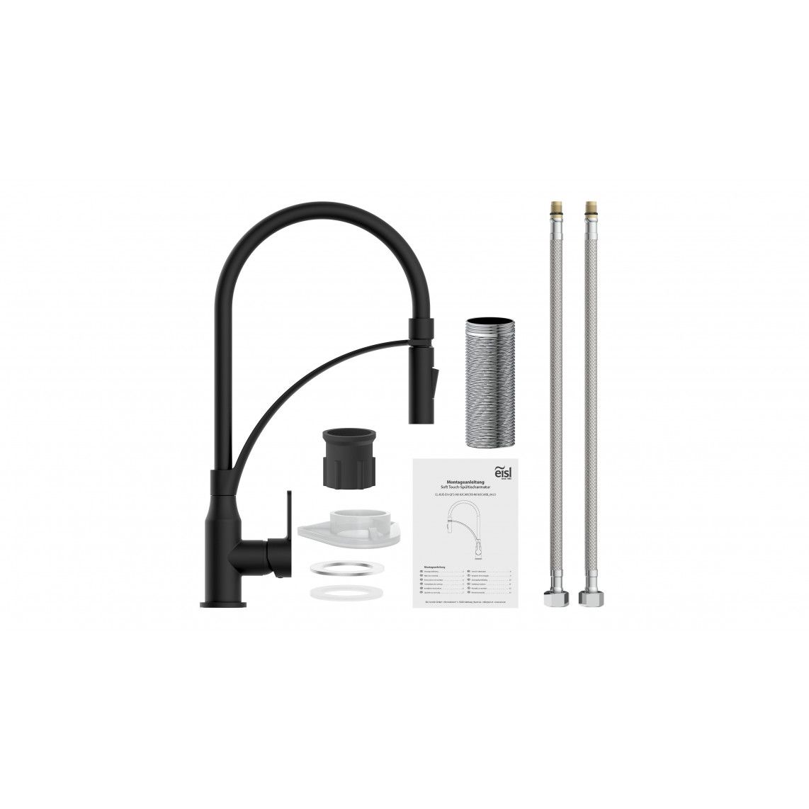 NI183CARB CARNEO Sink mixer, black matt/black, with soft-touch hose vue 4
