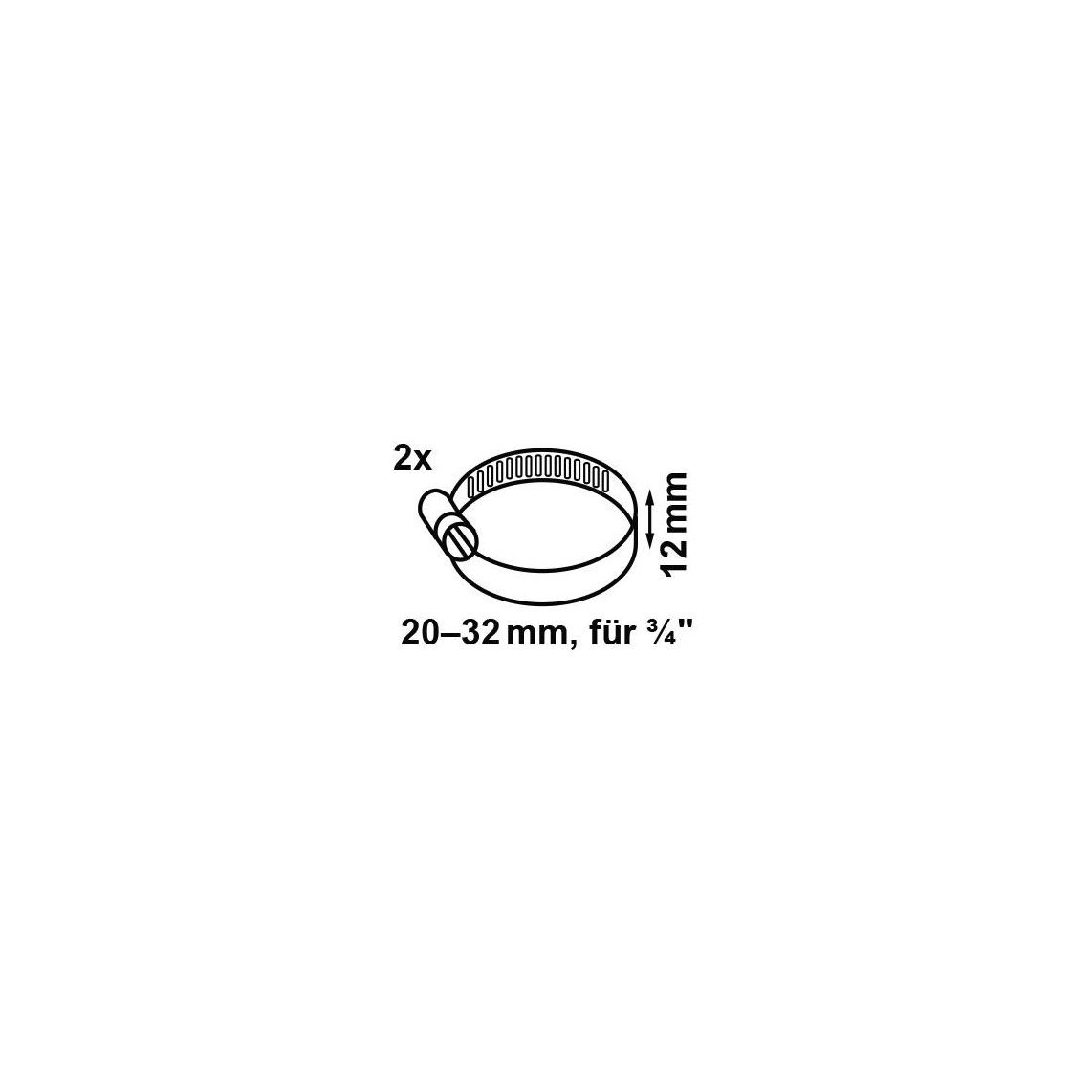 987372255 Hose clamp, stainless steel, 12 x 20 - 32 mm, for 3/4" (2x) vue 2