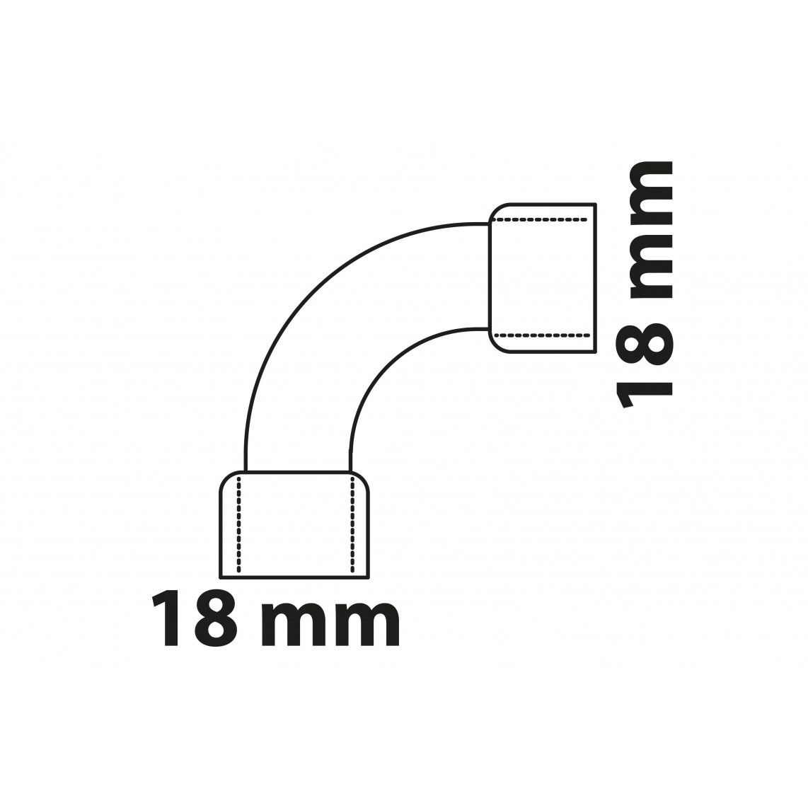 989014017 CU arc 90°, vierge, 18 mm, 2 manchons, (5002a) vue 3
