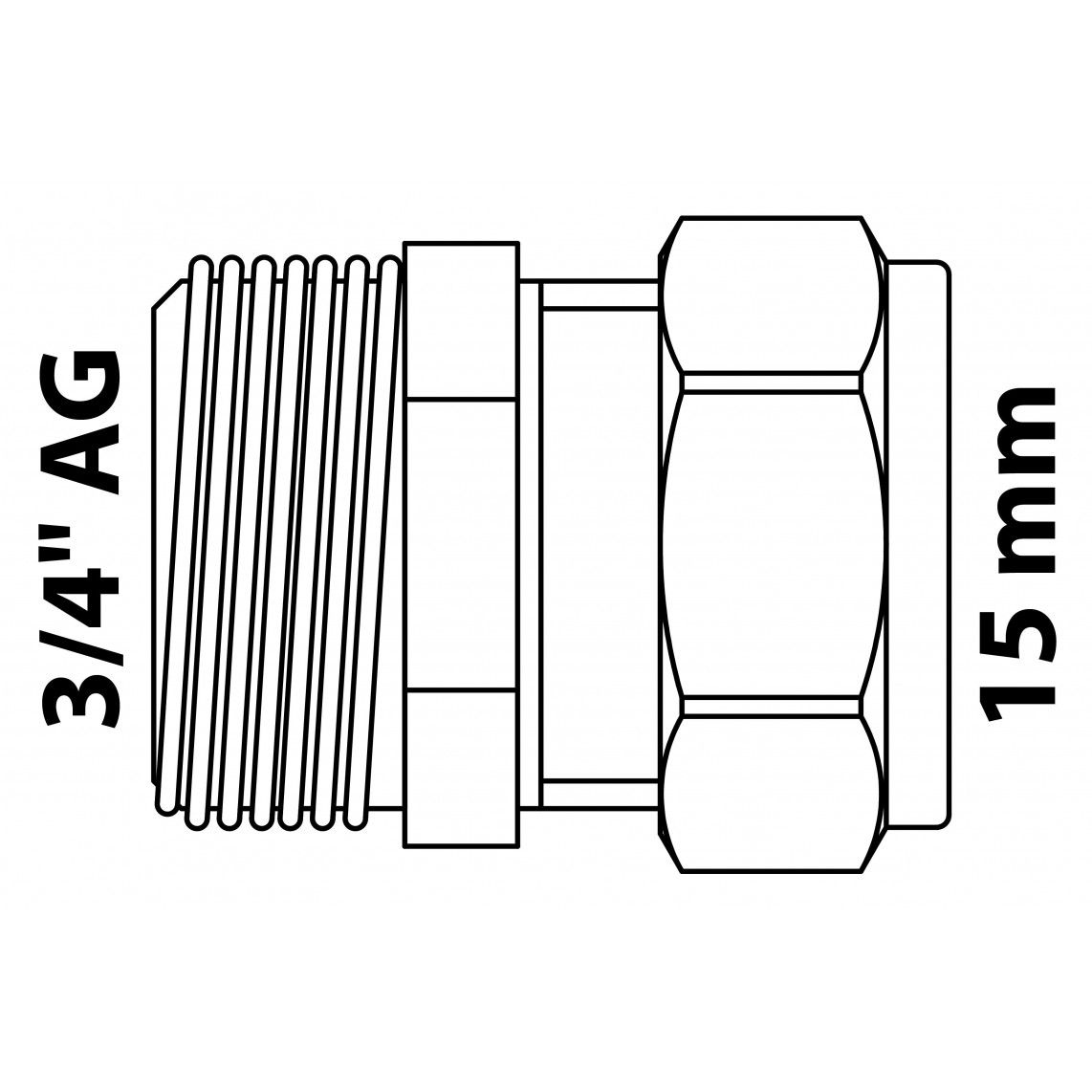 989457517 LT pièce intermédiaire, vierge, 15 mm x 3/4" M, raccord à serrer pour tube en cuivre, vue 4