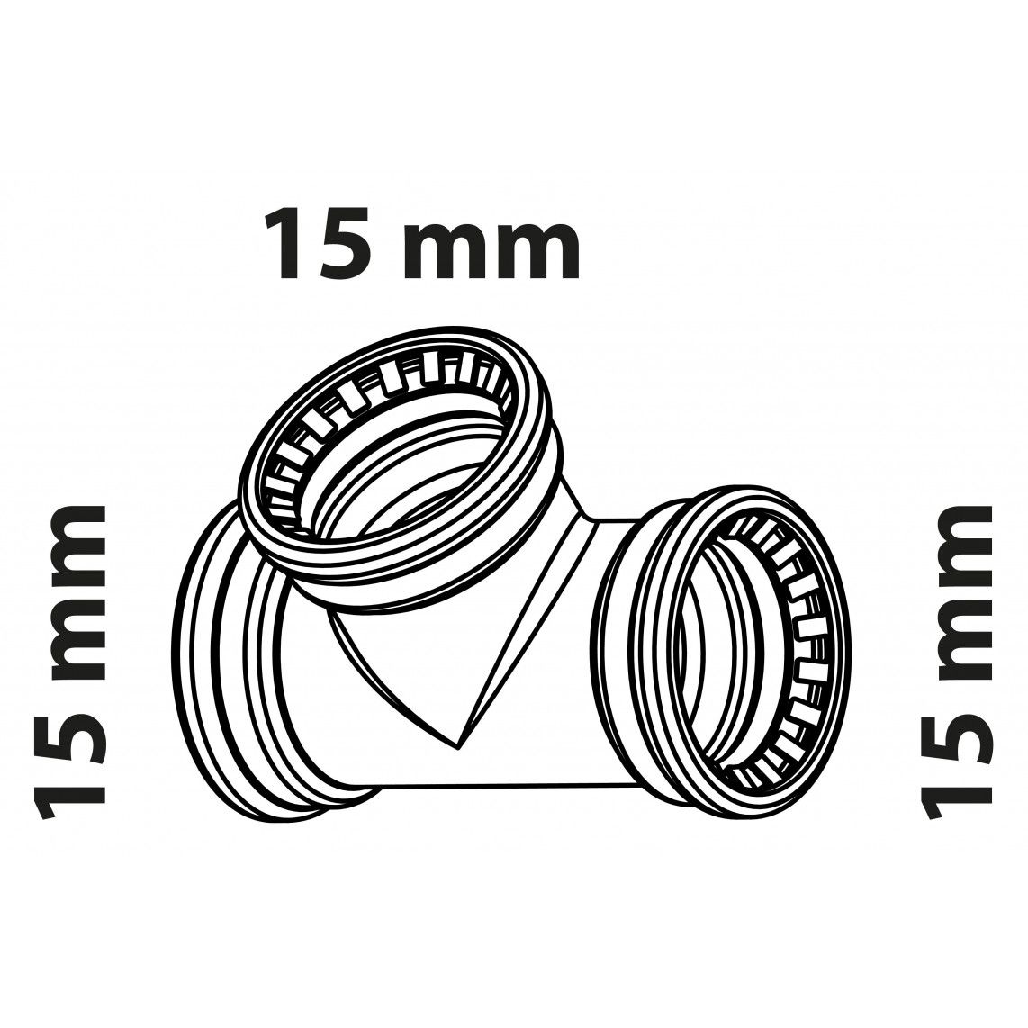 989473117 Tee piece, copper, 15 mm, 3 sockets, for copper pipe vue 2