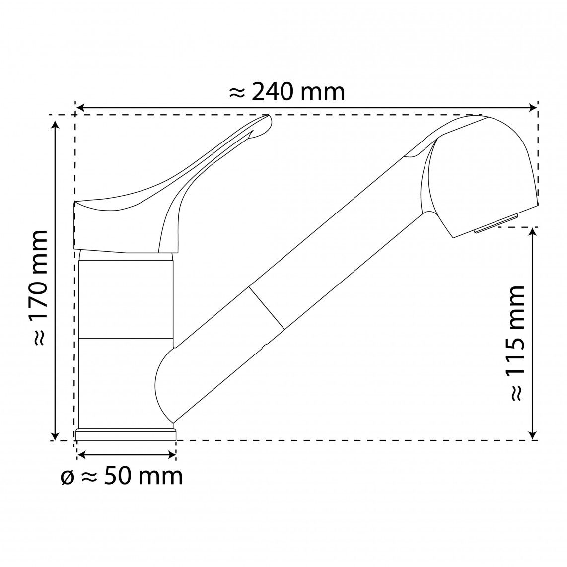 NI183SMCR-LP GRANIT Mitigeur évier basse pression, granit noir/chromé, avec douchette à rincer extractible vue 11