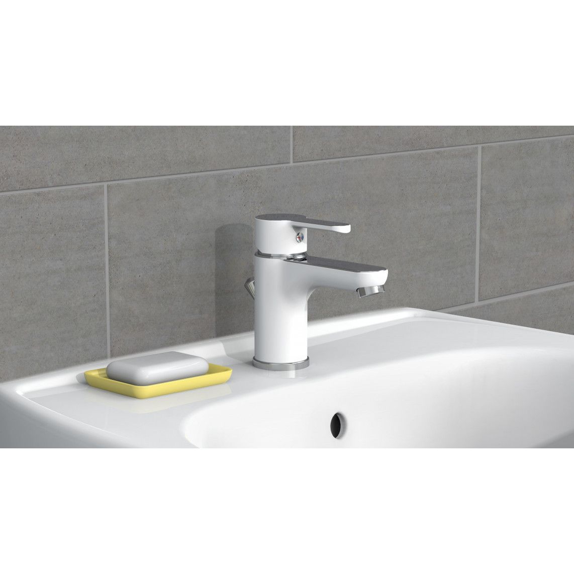 NI075DINWCR DIZIANI Mitigeur lavabo, blanc/chromé vue 5